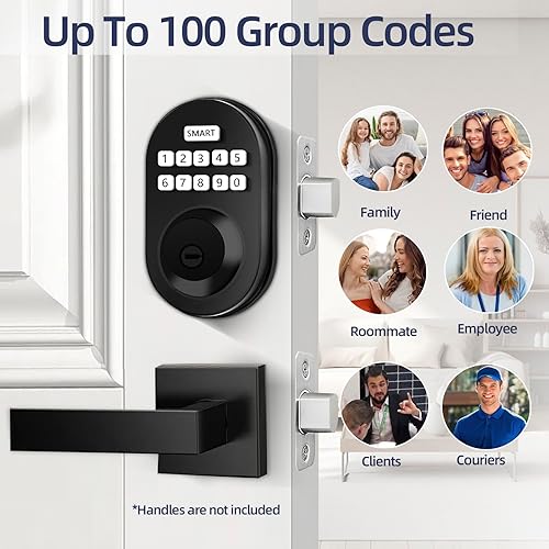 Miniatura 2 de MINIA Cerradura de teclado, bloqueo automático, contraseña antimirada, cerraduras inteligentes para puertas, cerradura de puerta de entrada sin