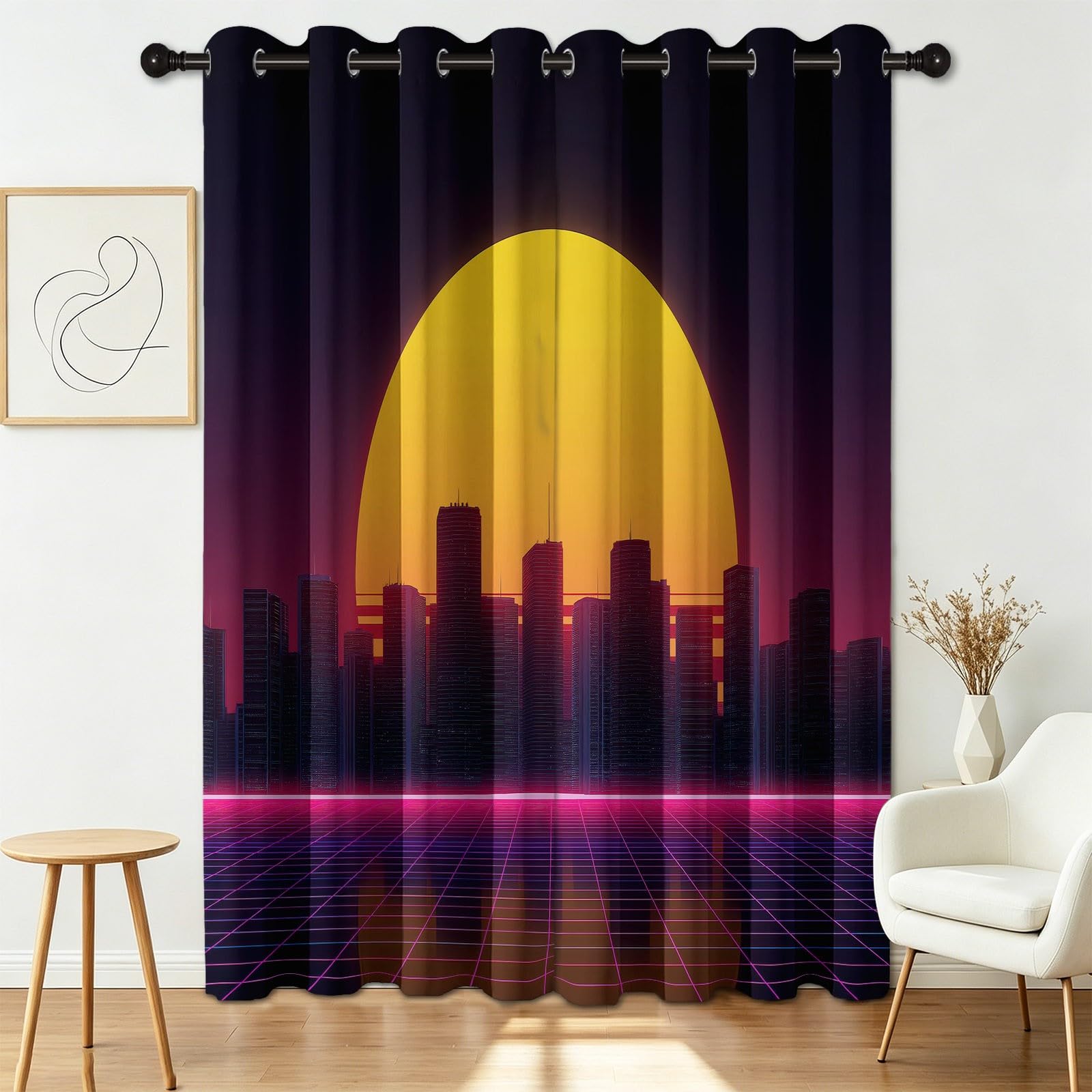 Rideau occultant anti froid et bruit 140x260 d'architecture urbaine pour chambre