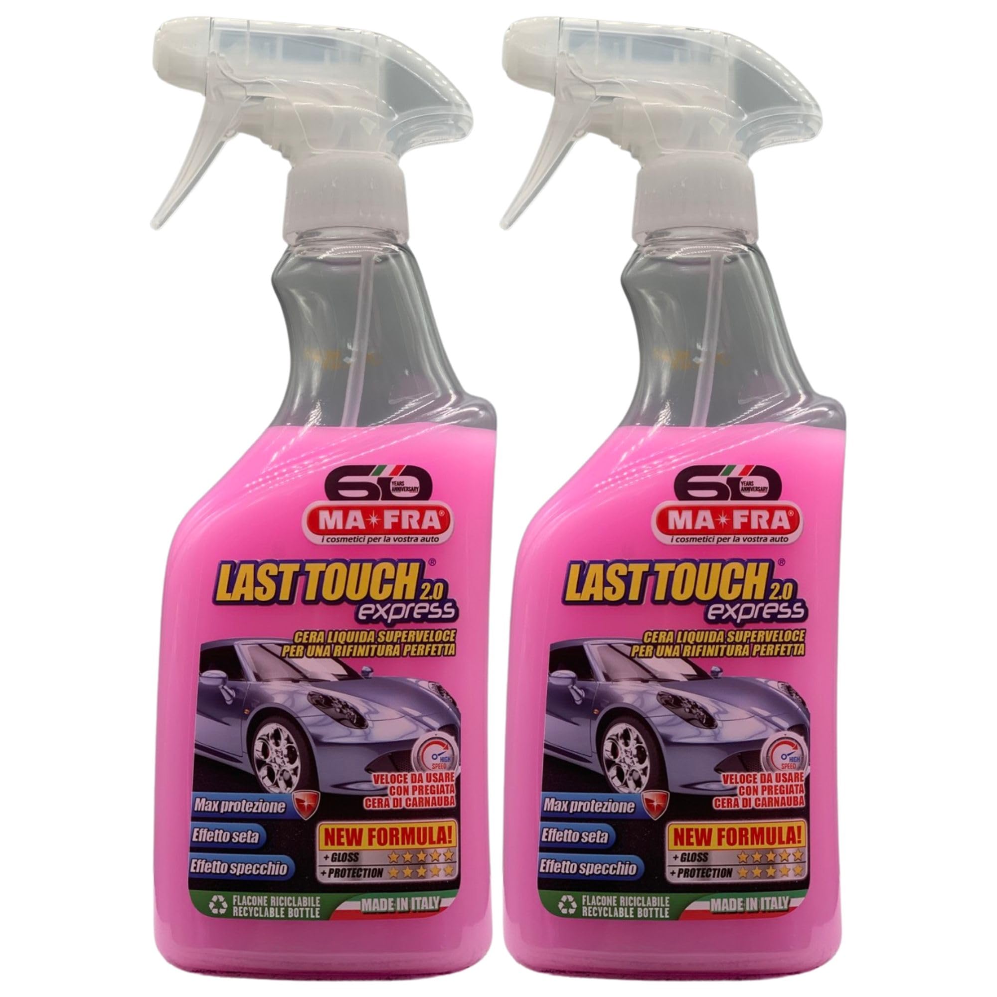 Cera Liquida Superveloce Spray LAST TOUCH 2.0 EXPRESS, Per Una Rifinitura Perfetta. Azione Pulente e Protettiva, Effetto Specchio, Effetto Seta, Non Unge 500ml (2 Spray)