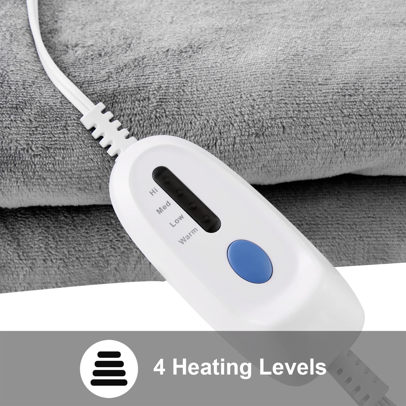 Electric Heated Blanket Twin Size 62�x84� Flannel Ultra Soft Machine Washable 10 Hours Auto Off with 4 Heating Levels ETL & FCC Certified - Gray