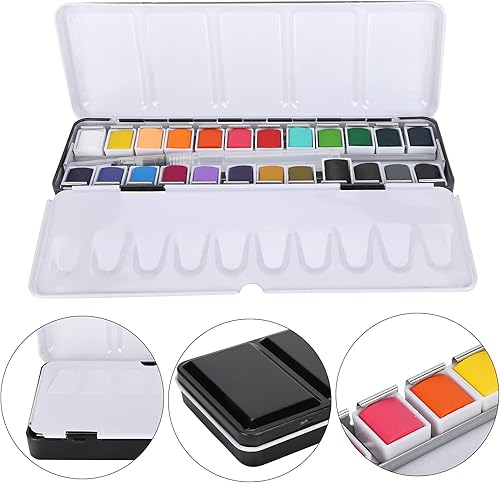 Miniatura 6 de Zerodis Juego de pintura de acuarela sólida, juego de pigmentos de acuarela de color no venenoso con caja, kit de acuarela portátil de viaje con
