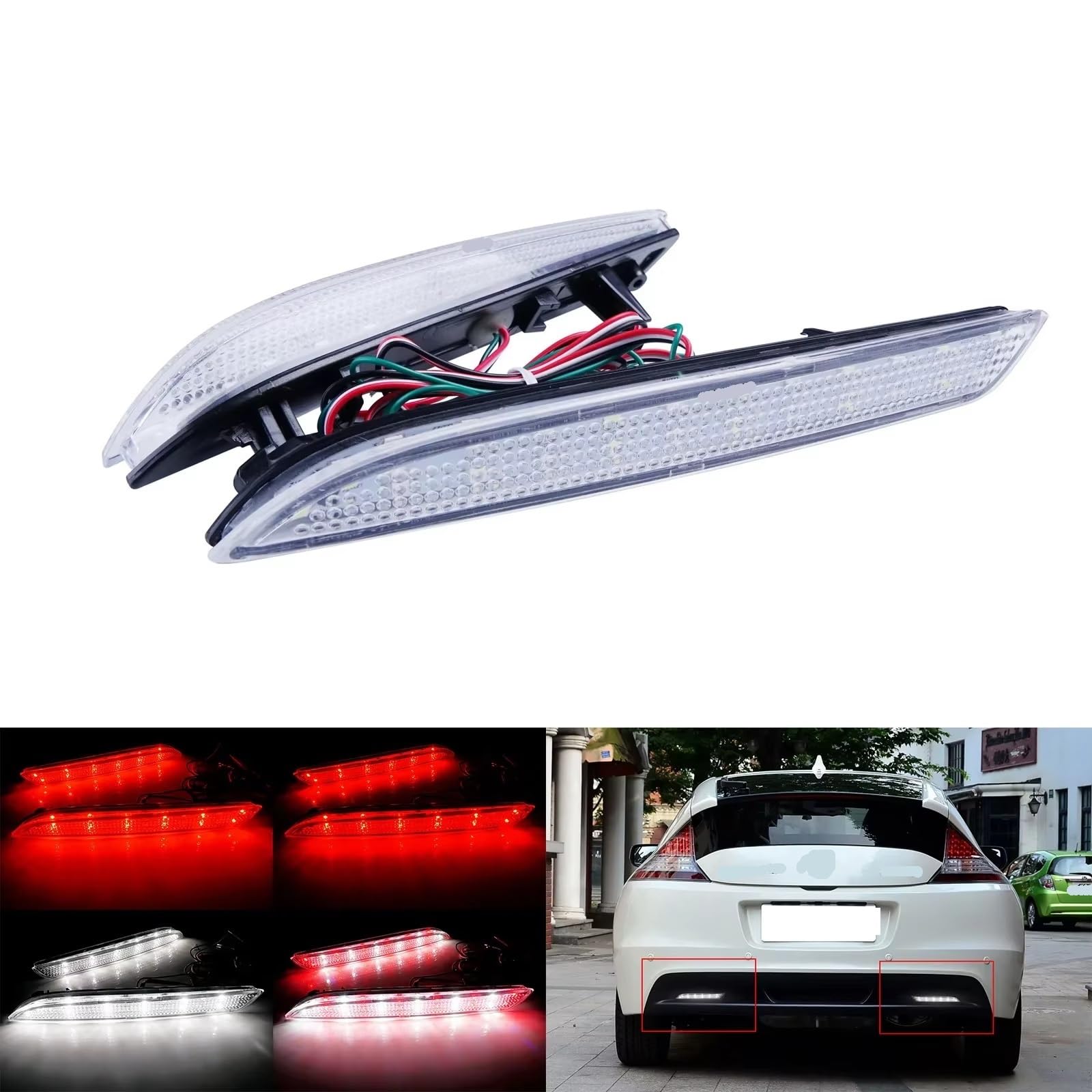 Compatibile Con CR-Z Per Insight 2010 2011 2012 2013 2014 Paraurti Posteriore Riflettore Freno Stop Luce Di Retromarcia Lente Trasparente HO1185103 HO1184103 Riflettori Paraurti