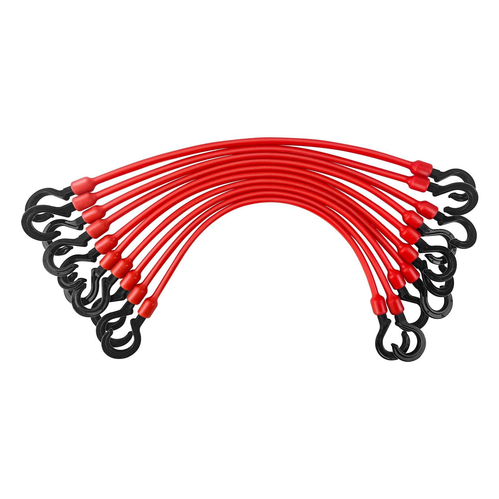ROBLOCK Rubber Bungee Cords with Hooks Heavy Duty Outdoor, 22inch 10 Pieces, Bunjee Chords Assorted Sizes, Bungee Straps for Tarp, Cars, Camping, Trips