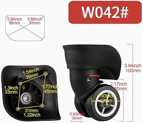 Miniatura 6 de Doublelife 1 par de repuesto negro equipaje giratorio reparación maleta piezas ruedas ruedas 1.929 in resistente con tornillos