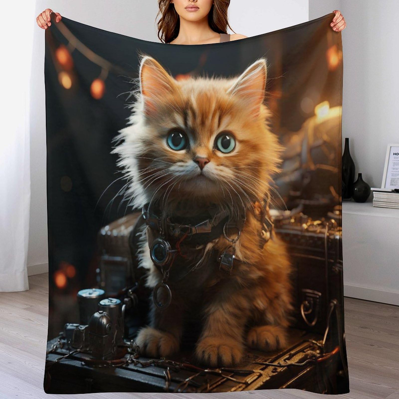 Couverture flanelle chat polaire chaude et confortable pour canapé-lit