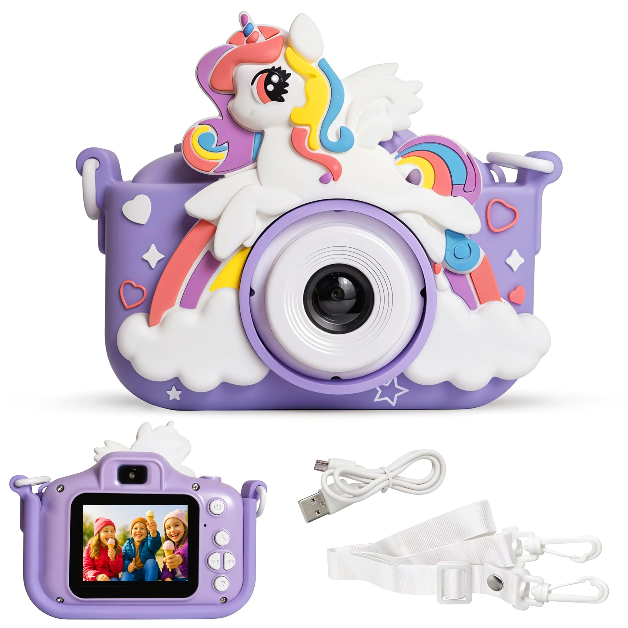 Kidsmate Mini Digital Camera for Kids with 2-Inch HD Screen | Cute Unicorn Design with 1080MP Photo, Video Recorder & Selfie Mode (Digital Camera)-image-40