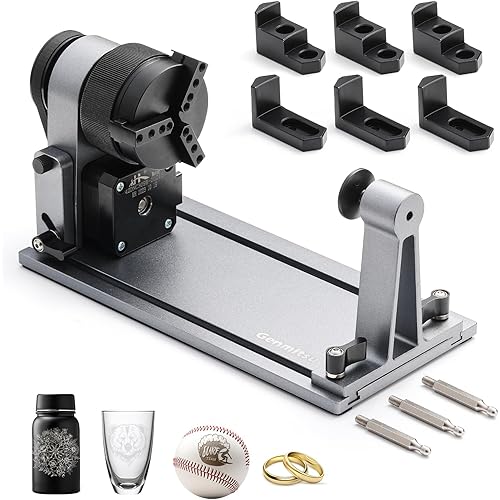 MD18 Rotary Roller, Engraving Accessories 3-in-1 Kit for Genmitsu L8, Genmitsu Z6 Engraving Machines, Multi-Jaw Chuck for Glass, Cylindrical Objects, Ring