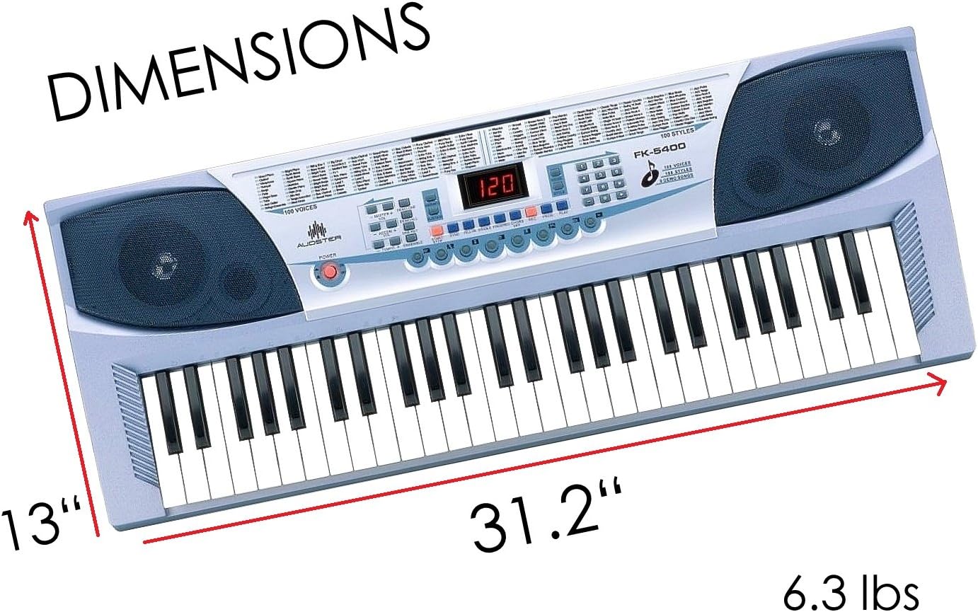 Audster FK-5400 keyboard with dimensions labeled