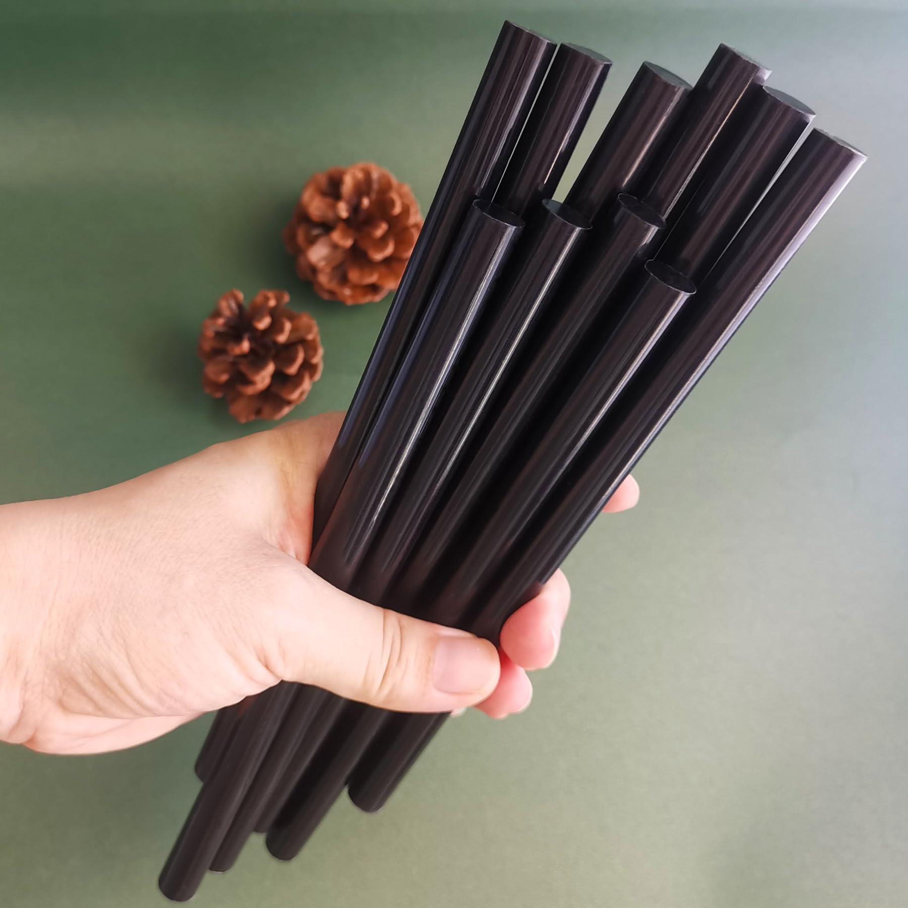200x11mm Colla a Caldo Bastoncini Nero per Pistola Colla a Caldo - 10 Pezzi