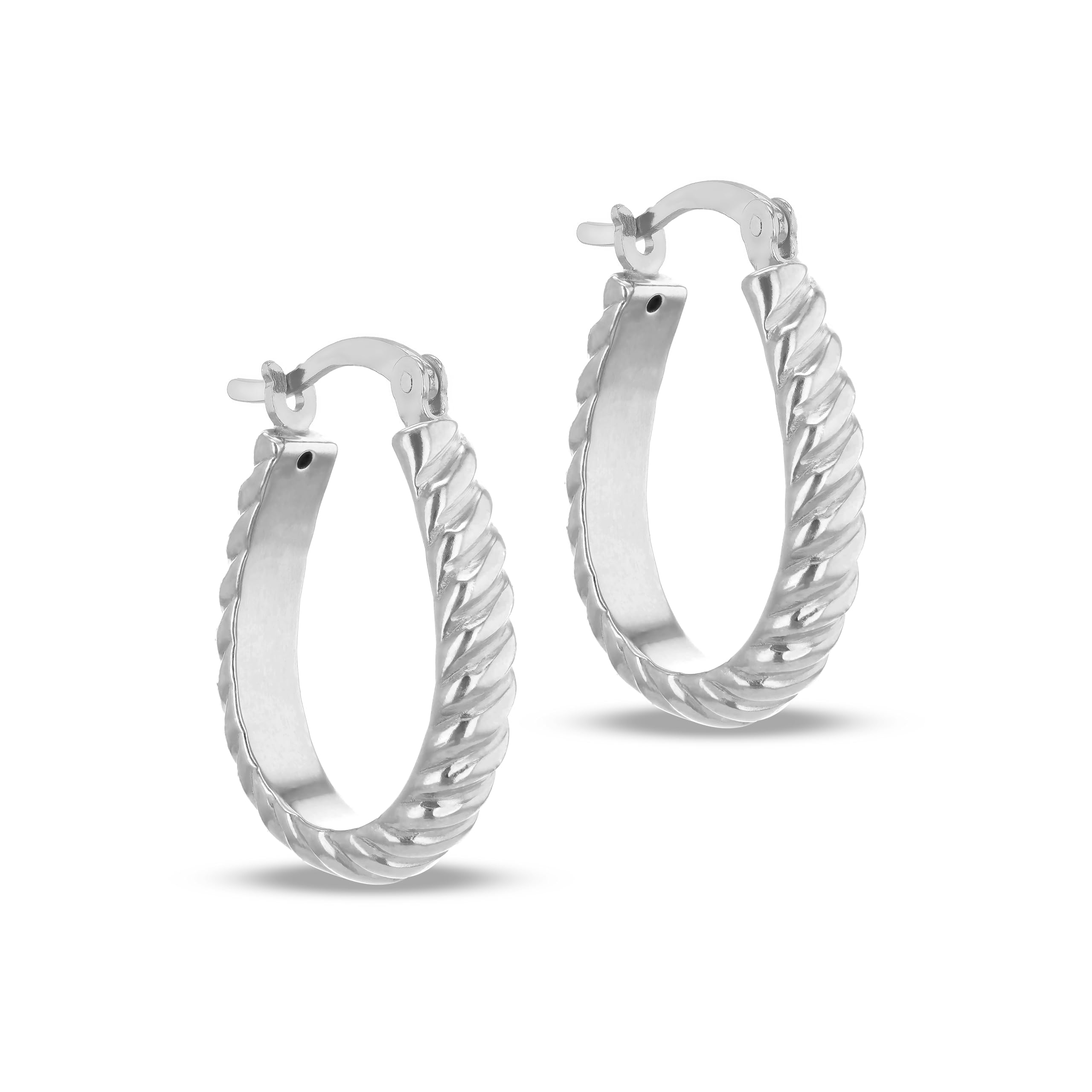 Amazon Essentials Sterling Silver Oval Twisted Creole Earrings