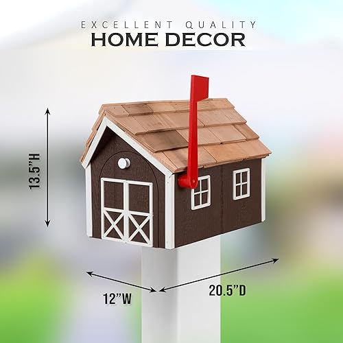 Miniatura 2 de Buzón de madera estilo «amish» con techo de cedro de Peaceful Classics con ventana y molduras de puerta, buzones artesanales para exterior, buzones