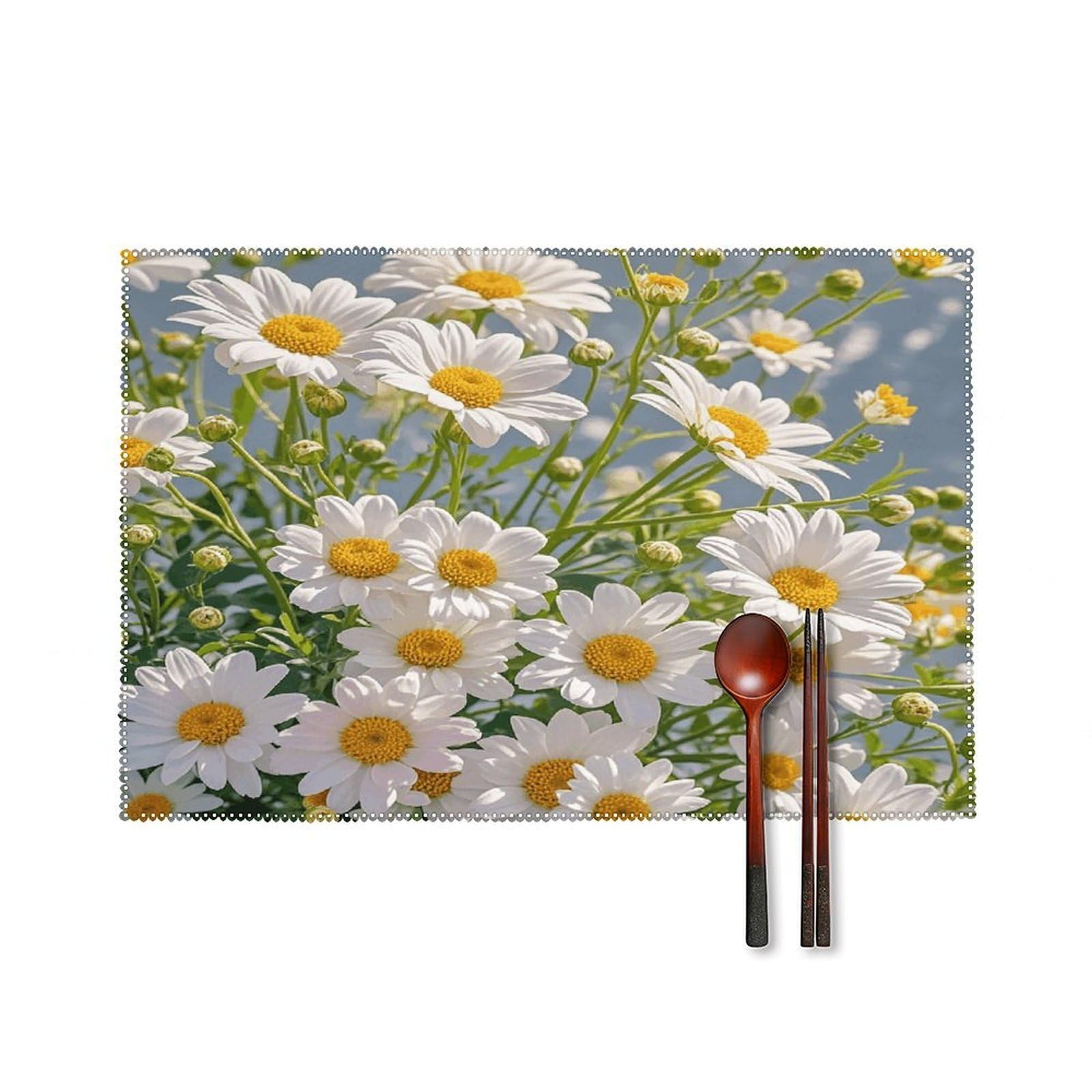 Lots of Flowers-png Placemats Set of 6 Heat Resistant Non-Slip Table Mats Washable Indoor Outdoor Place Mats Rustic Vintage Seasonal Placemat for Kitchen Dining Outdoor Party Table Decor