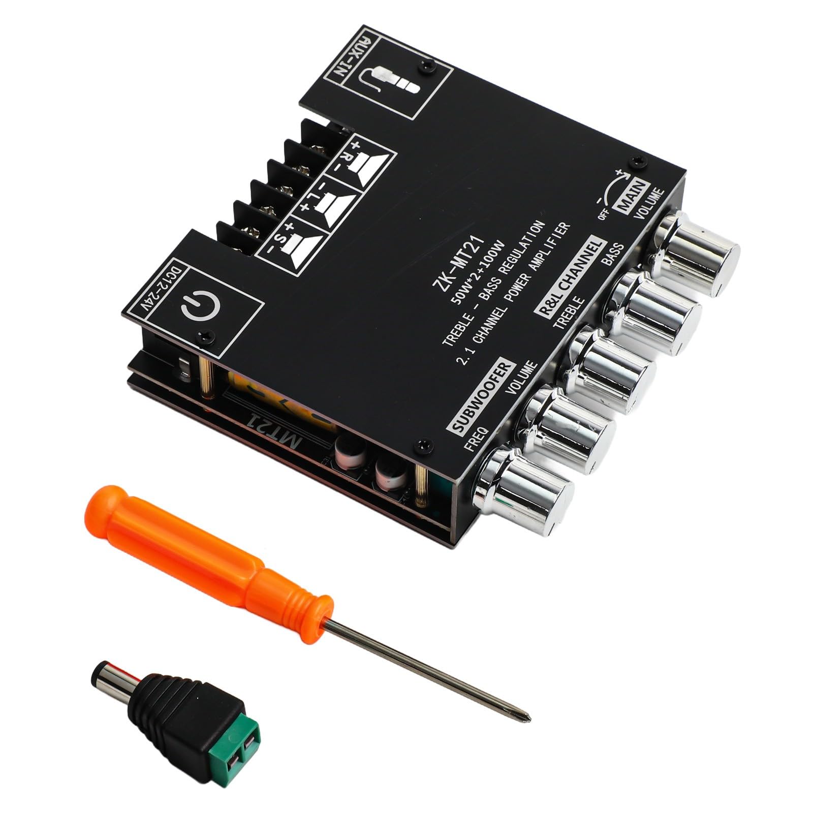 Bluetooth Audio Modul 100W DC 24V mit TWS Pairing AUX USB Eingang, kompatibel mit TPA3116D2 Chip für Smartphones und Computer, Schwarz ZK-301B Board ZK-MT21