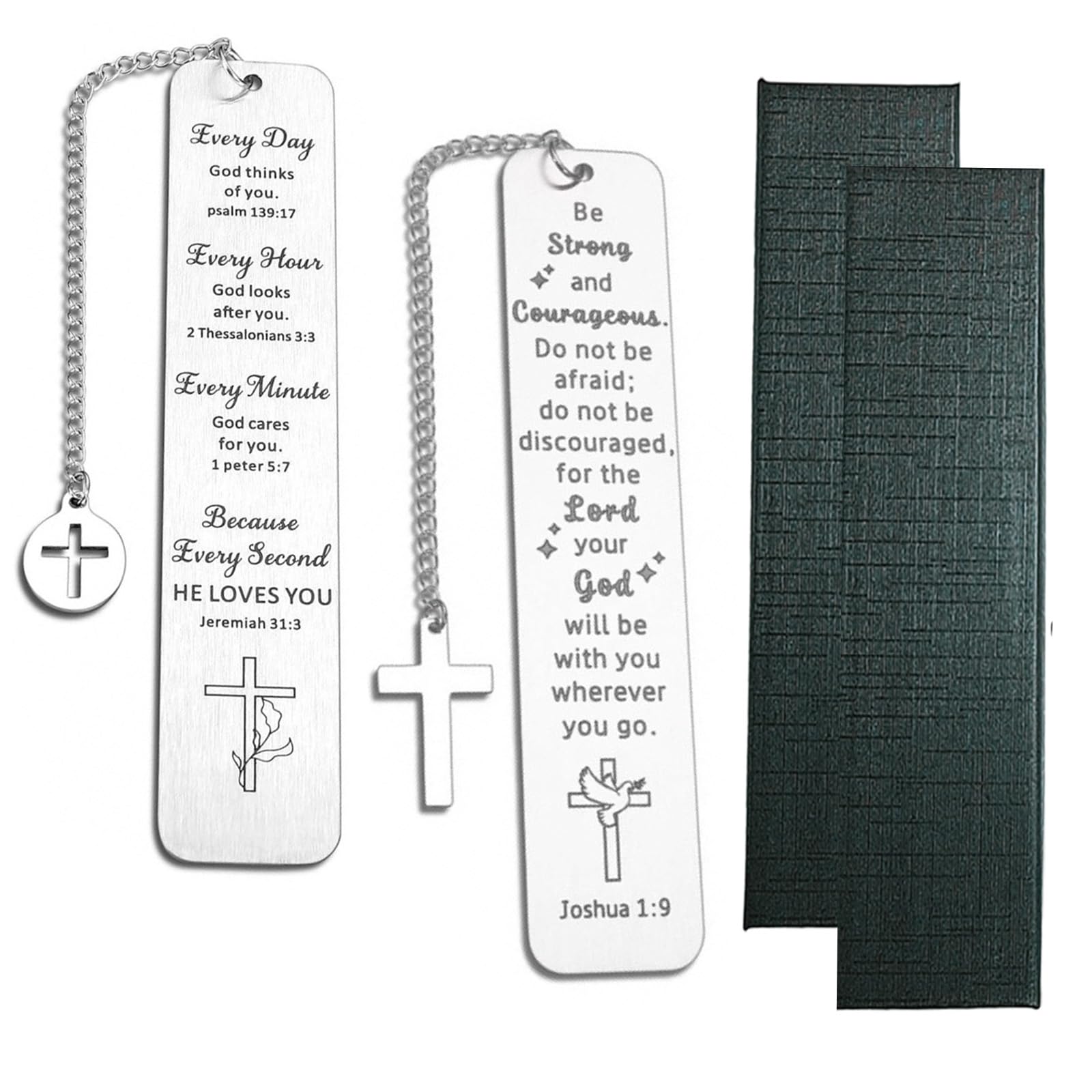 2 Christian Bookmarks and 2 Boxes - Bookmarks with Bible Verses, Inspirational Books and Bible Verses - Every Day+be strong1