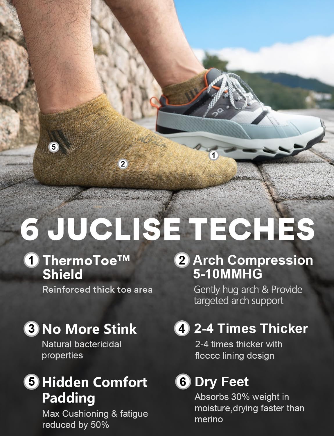 Alpaca Wool Ankle Socks Midweight Hiking Socks Work & Outdoors Moisture Wicking Anti-Blister Padded Breathable Merino - Image 6