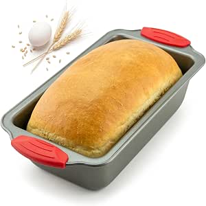 Boxiki Kitchen Nonstick Steel Loaf Pan with Silicone Handles, 8.5-Inch