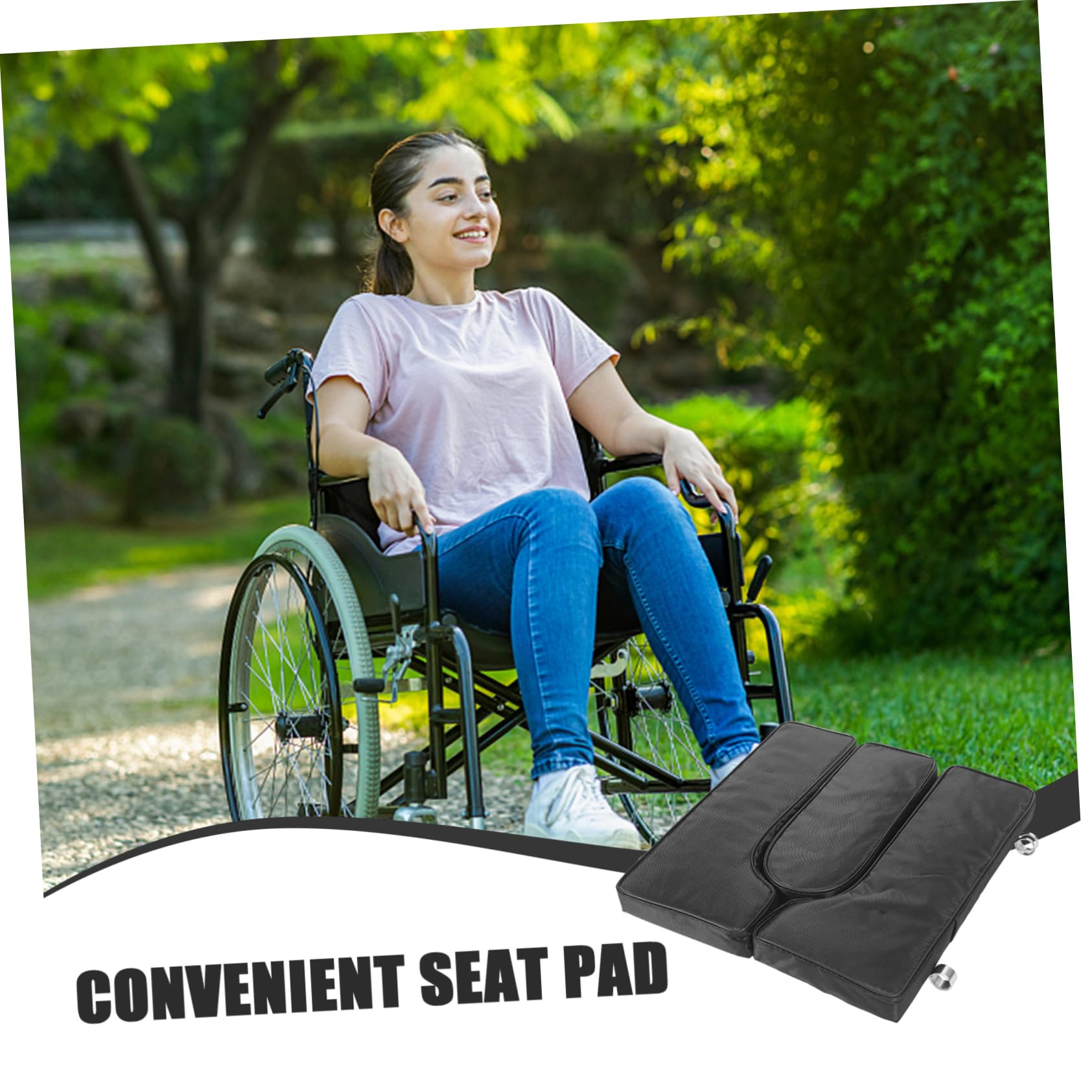 Almohadilla de Asiento para Silla de Ruedas Negra de Esponja y Cuero | Transpirable y Portátil, Repuesto Flexible para Uso Diario, Diseño Cómodo para Usuarios de Silla de Ruedas