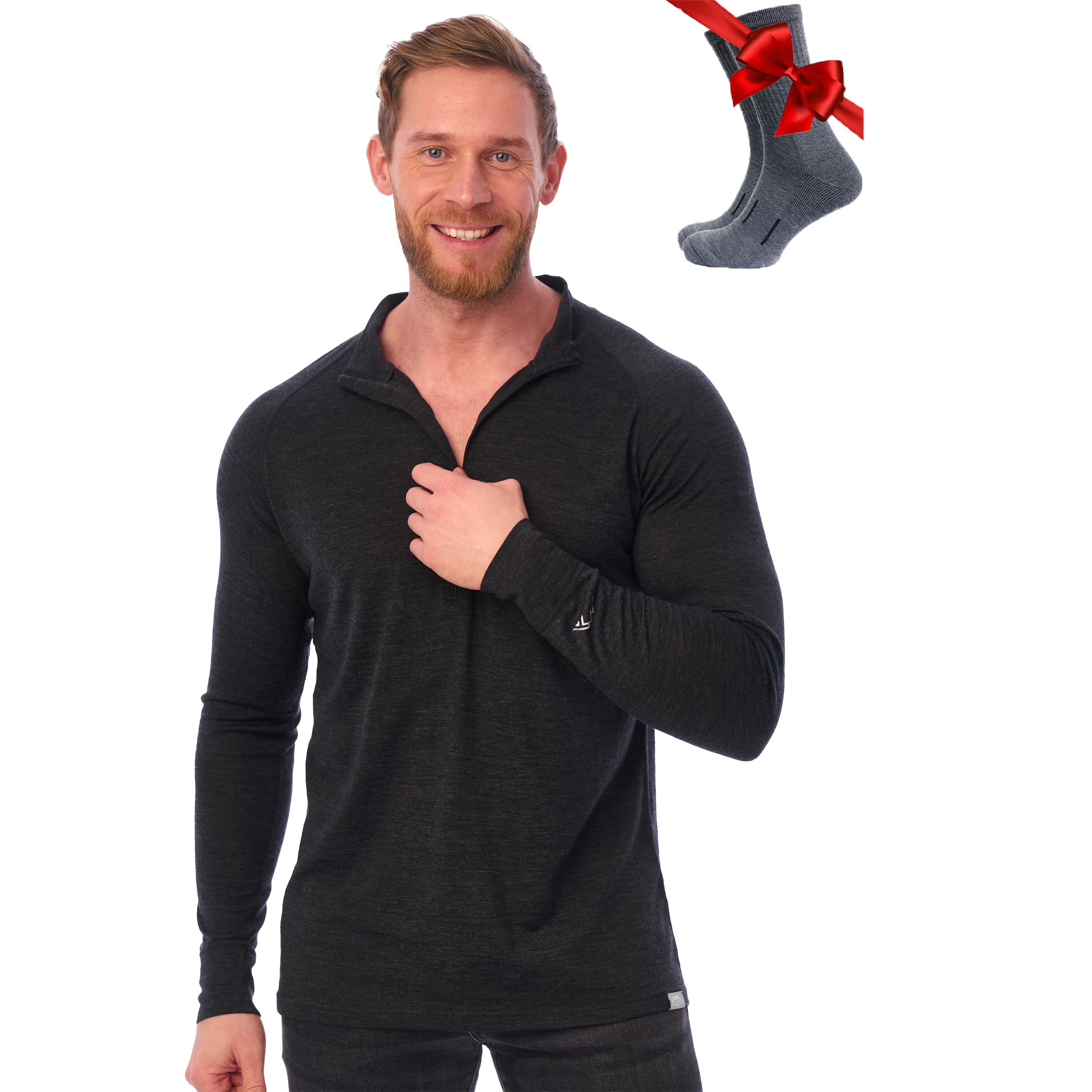 Merino Wool Base Layer Mens Half Zip Sweater
