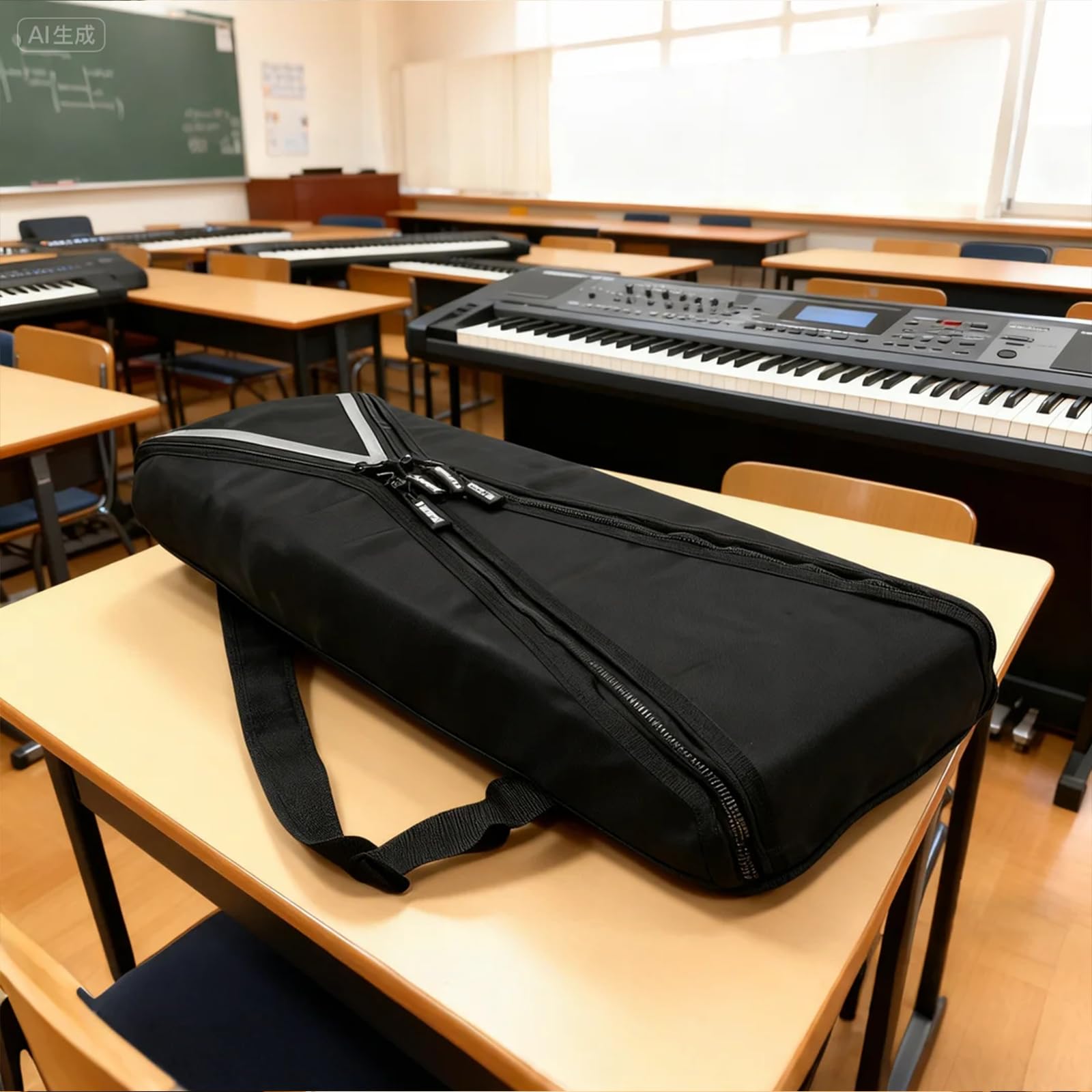 Keyboard-Tasche mit 88 Tasten für Digitalpianos (133,1 cm) – gepolsterte, wasserabweisende Hardcase-Alternative mit verstellbarem Schultergurt und reflektierenden Streifen