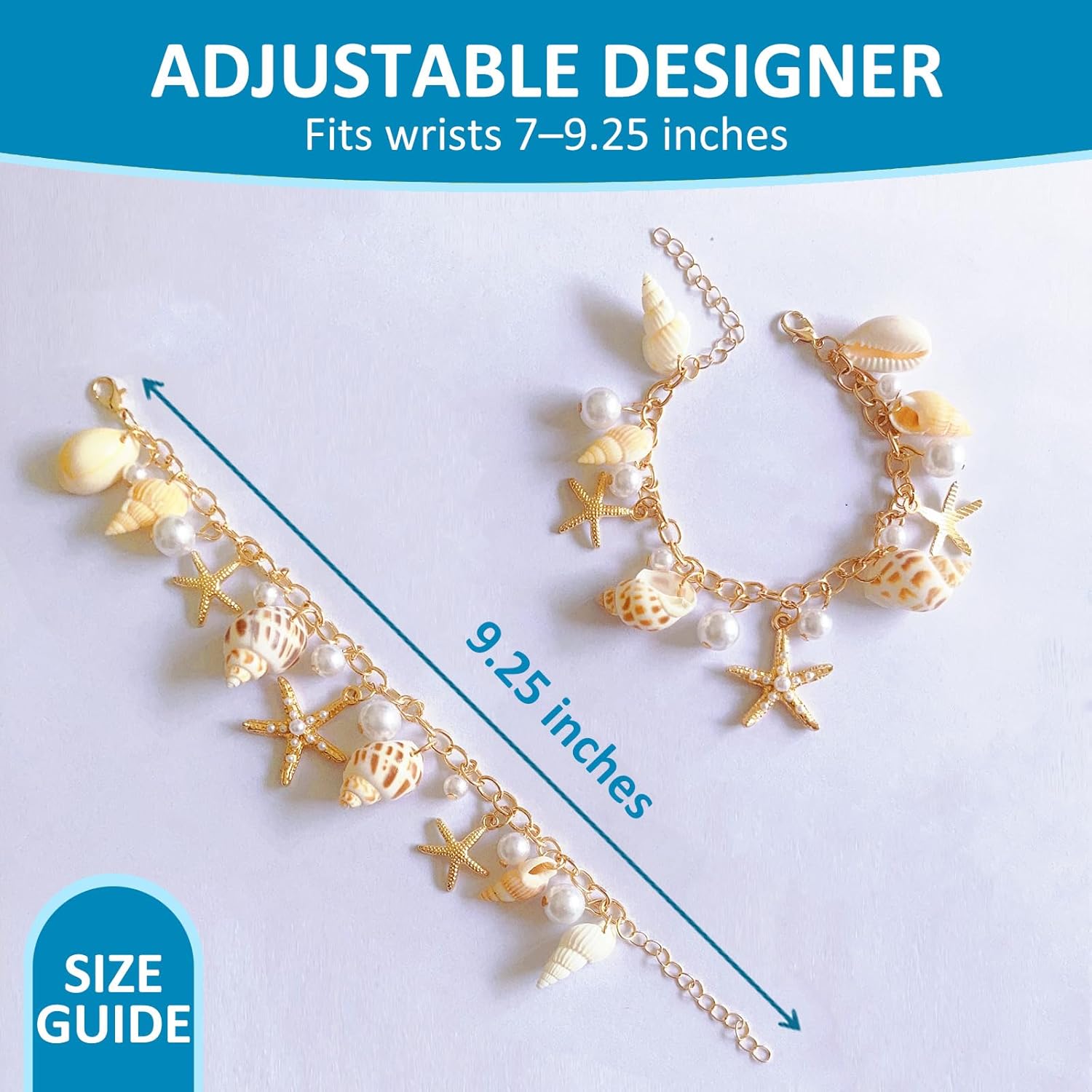 Mermaid Costume Accessories, Women Mermaid Starfish Bracelet – Halloween Costume Accessories for Girls & Women, Ocean Seashell Charm Jewelry for Mermaid Dress Up - Image 5