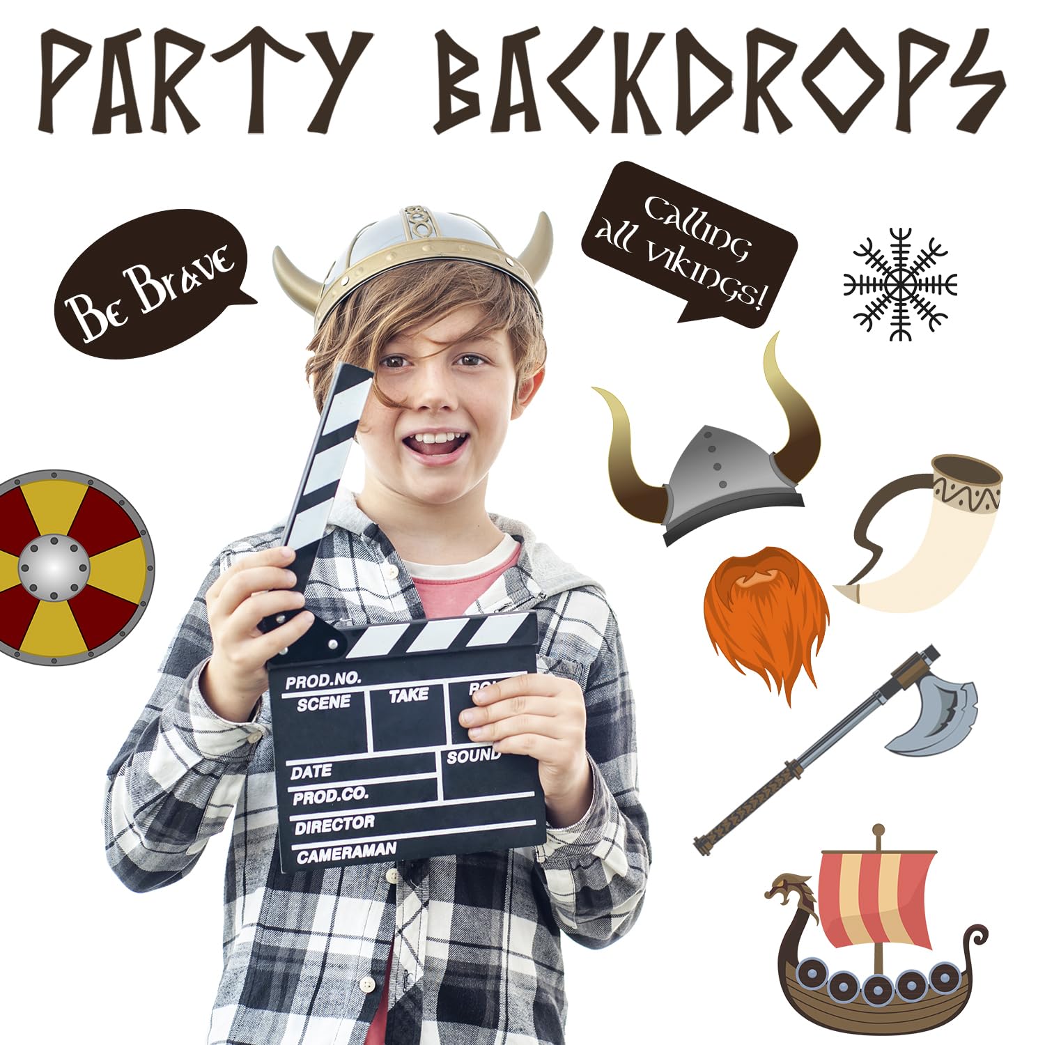 Accesorios Vikingos para fotomatón, 30 Piezas de Decoraciones de Fiesta vikinga, Decoraciones de Fiesta nórdica de Htabiol y Accesorios de Cabina de Fotos con temática nórdica, adecuados para