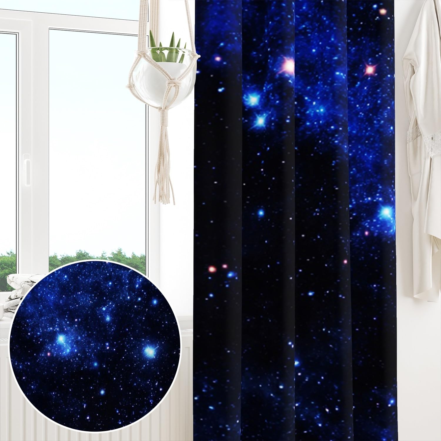 ggaimwf 46"x 54" Galaxy Eyelet Curtain for Kids Bedroom Universe Space Starry Sky Fantasy Thermal Grommet Room Dividers Blackout Window Drapes for Boys Girls Playroom Living Room,2 Panels - Image 4