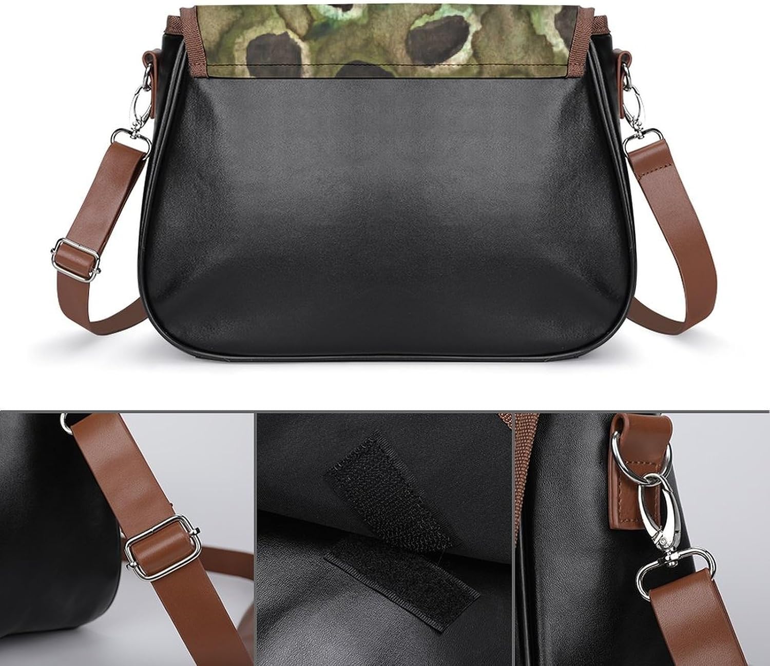 Brown Trout FishWomen's Faux Leather Crossbody Bag, Waterproof Wrinkle-Resistant Shoulder Bag with Detachable Strap, Large Capacity Casual Handbag, Fashion Daily Purse for Shopping Work Dating, Ideal