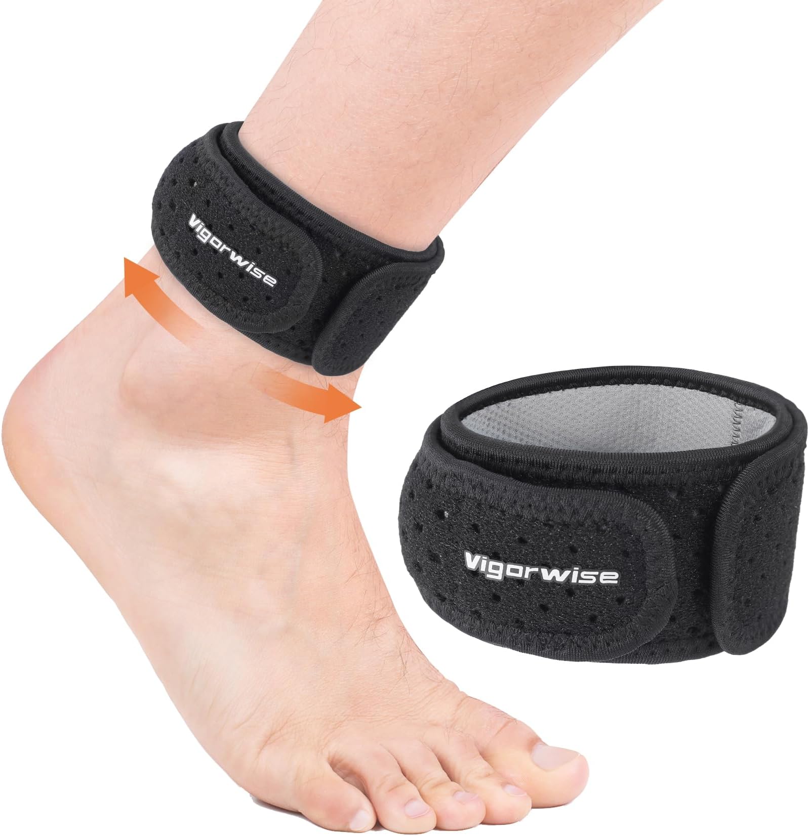 Achilles Tendonitis Brace, 1Pcs Adjustable Achilles Ankle Strap for Men, Gray Ankle Brace with Silicone Pad for Achilles Pain, Running, Cycling, Hiking, Sports