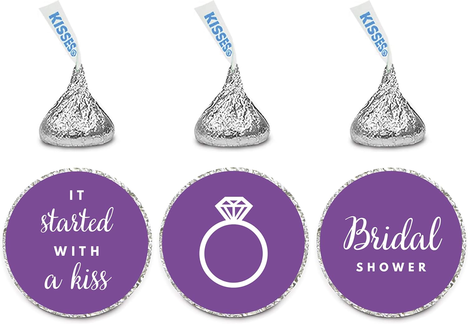 Andaz Press Chocolate Drop Labels Trio, Fits Kisses, Wedding Bridal Shower, Purple, 216-Pack