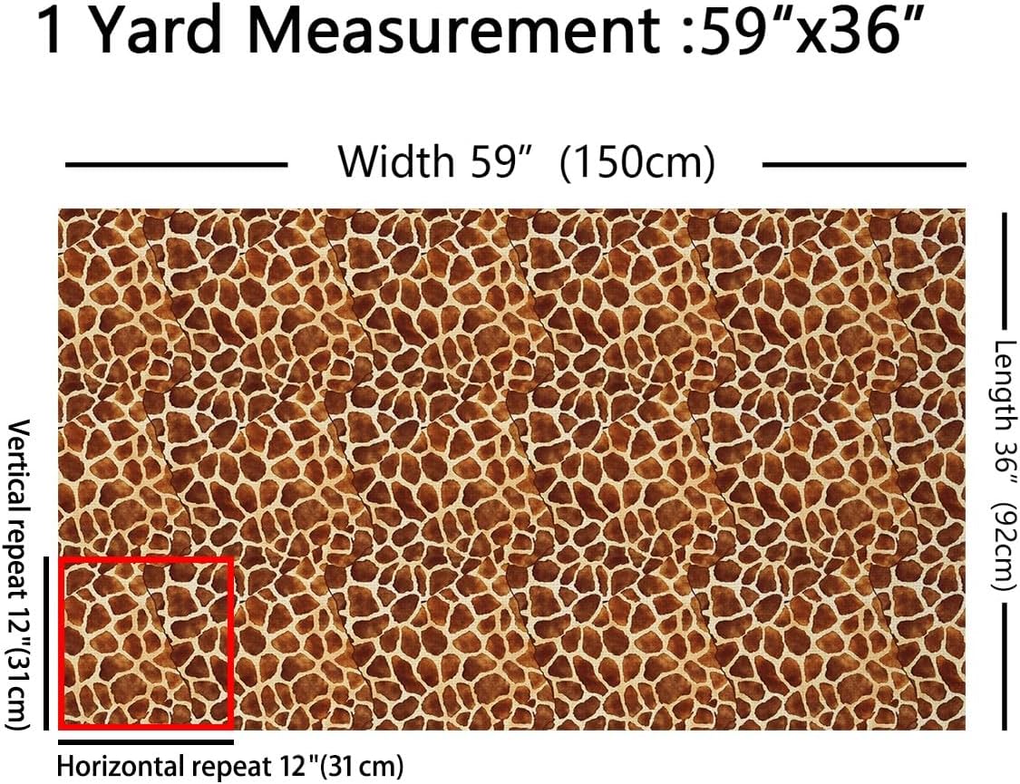 Feelyou Giraffe Print Fabric by The Yard 2 Yards Kids Giraffe Fur Texture Pattern Zoo Farmhouse Upholstery for Chairs Fabric （No Real Fur） ，Soft Flannel