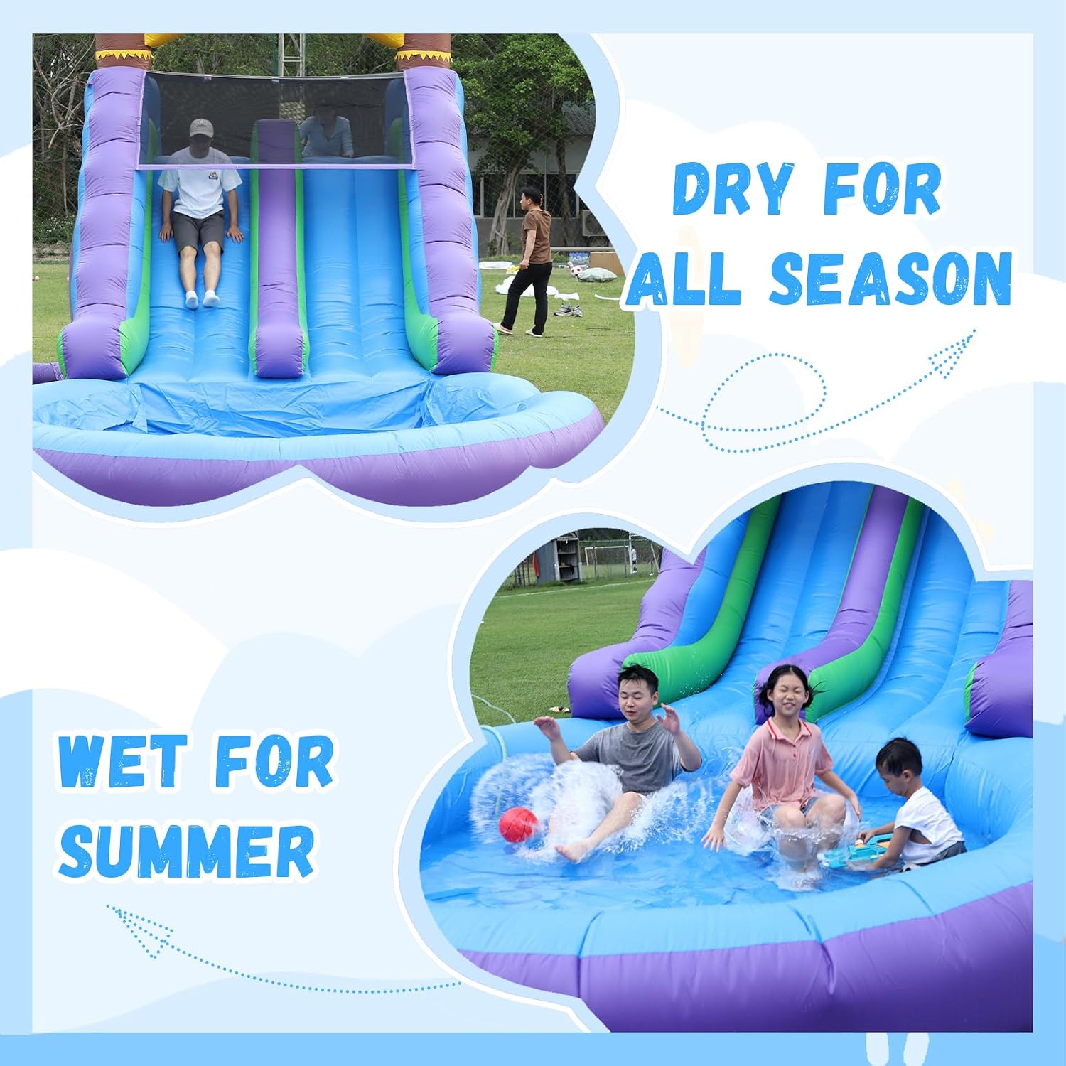 26FT Commercial Inflatable Water Slide for Kids and Adults – Heavy Duty Full PVC Inflatable Water Slide with 1100W Blower for Backyard, Outdoor Slide Park, and Pool Party