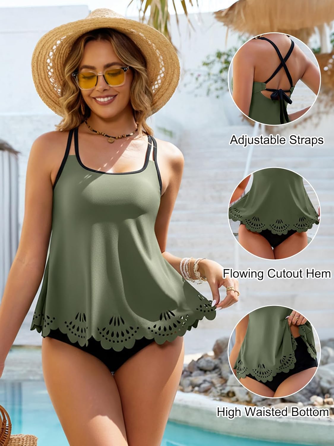 Blooming Jelly Tummy Control Tankini Swimsuits for Women Two Piece Bathing Suit Modest Cut Out Beach Swim Suit 2025 - Image 4