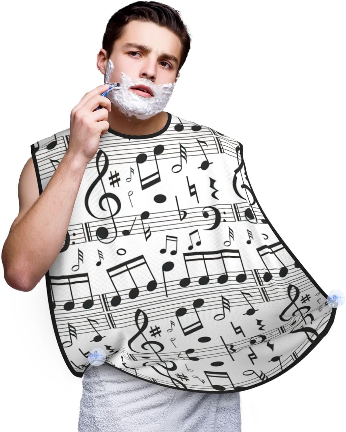 Music Note Print Beard Bib Apron, Shaving Apron For Dad, Men'S Hair Catcher For Shaving Best Gifts For Dad