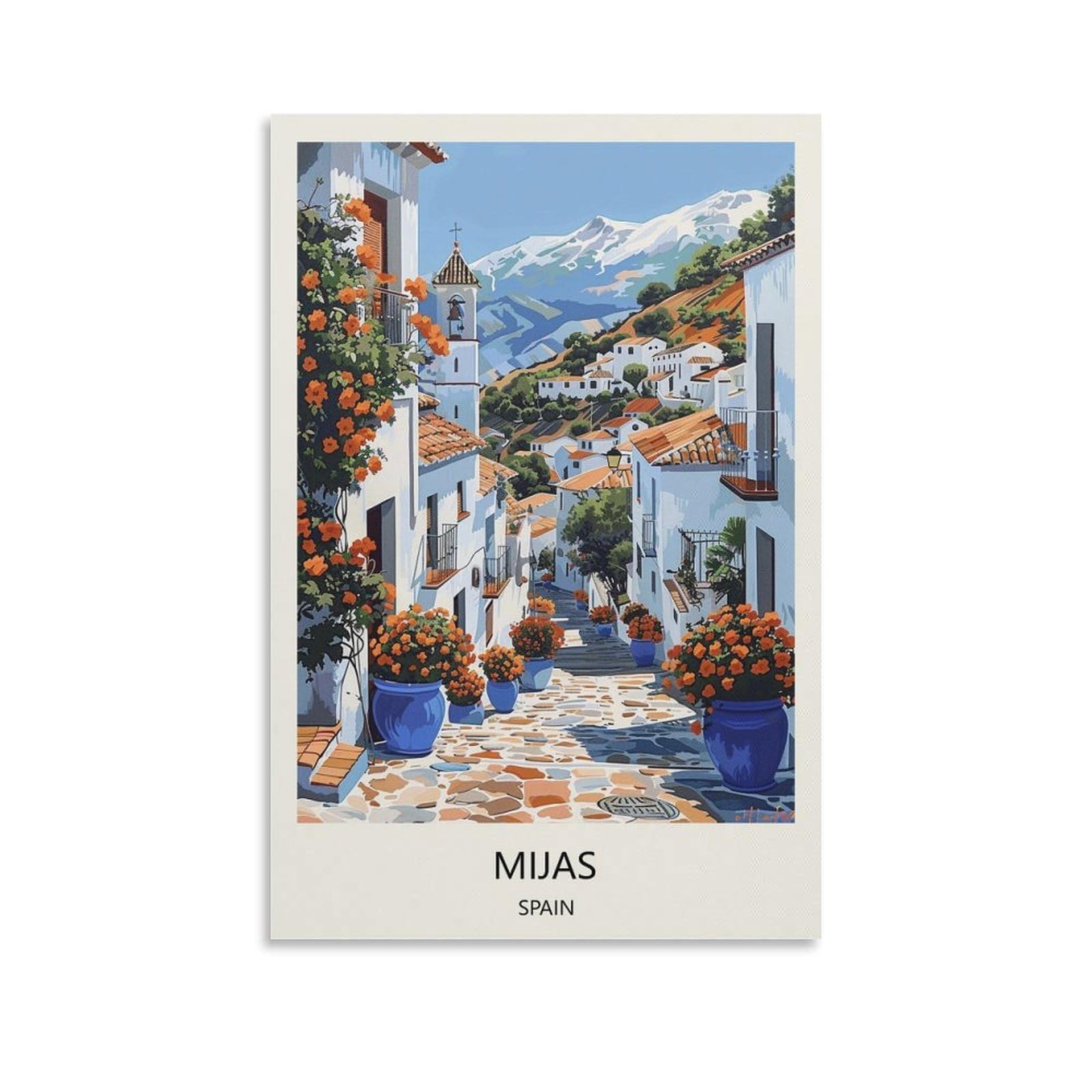 YJNENG Canvas Art Picture Mijas Spain Wall Decor Art Painting Posters Modern Family Decorative Poster 20x30inch(50x75cm)