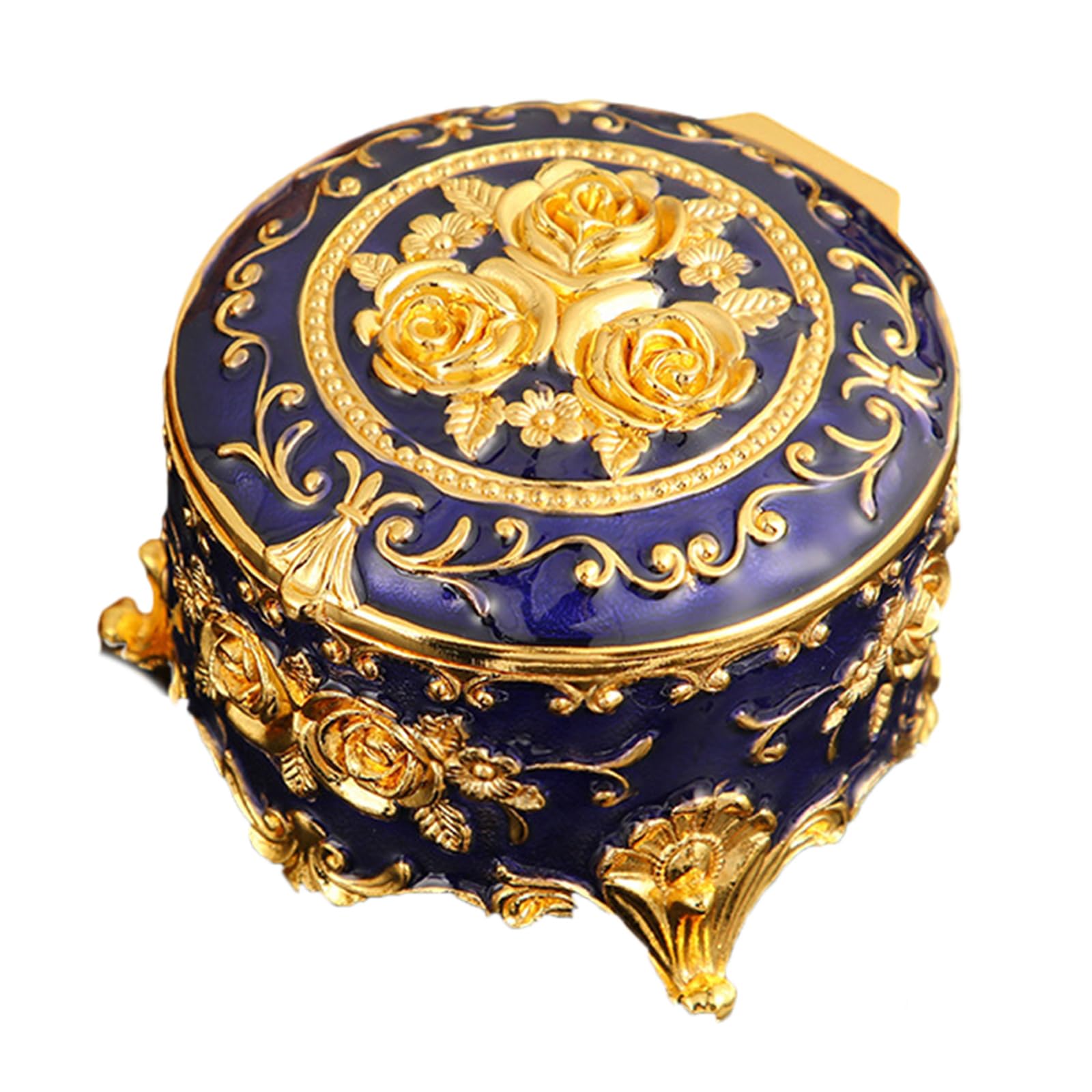 Maxtonser Vintage Enameled Jewelry Storage Box Elegant Desktop Organiser For Rings Earrings Necklaces with Secure Closure
