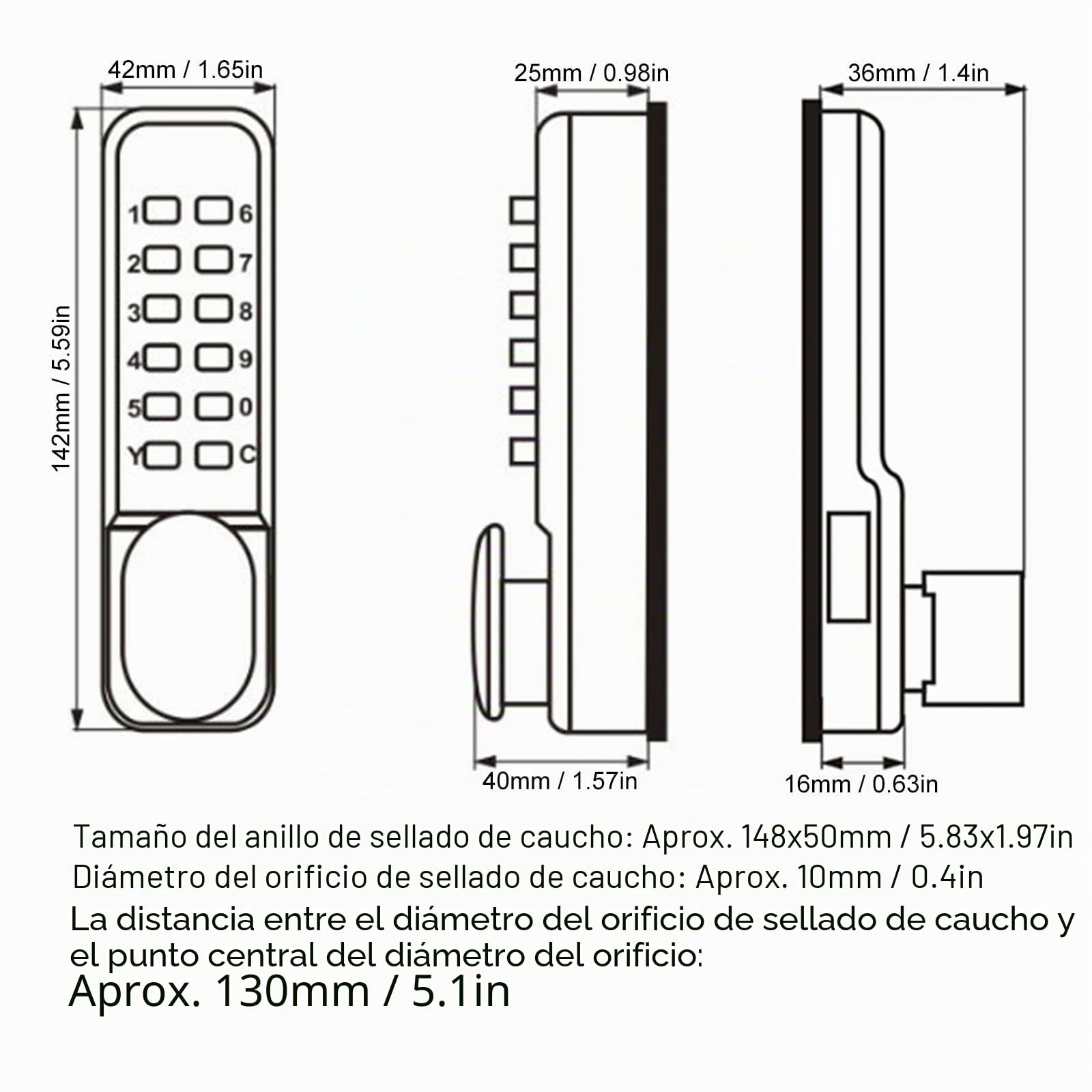 Cerradura Numerica, Cerradura Codigo Exterior Cerradura de Puerta con Código Numérico Digital Cerradura Mecánica con Codigo Sin llave, Cerradura de Seguridad para Puerta de Entrada (Negro)