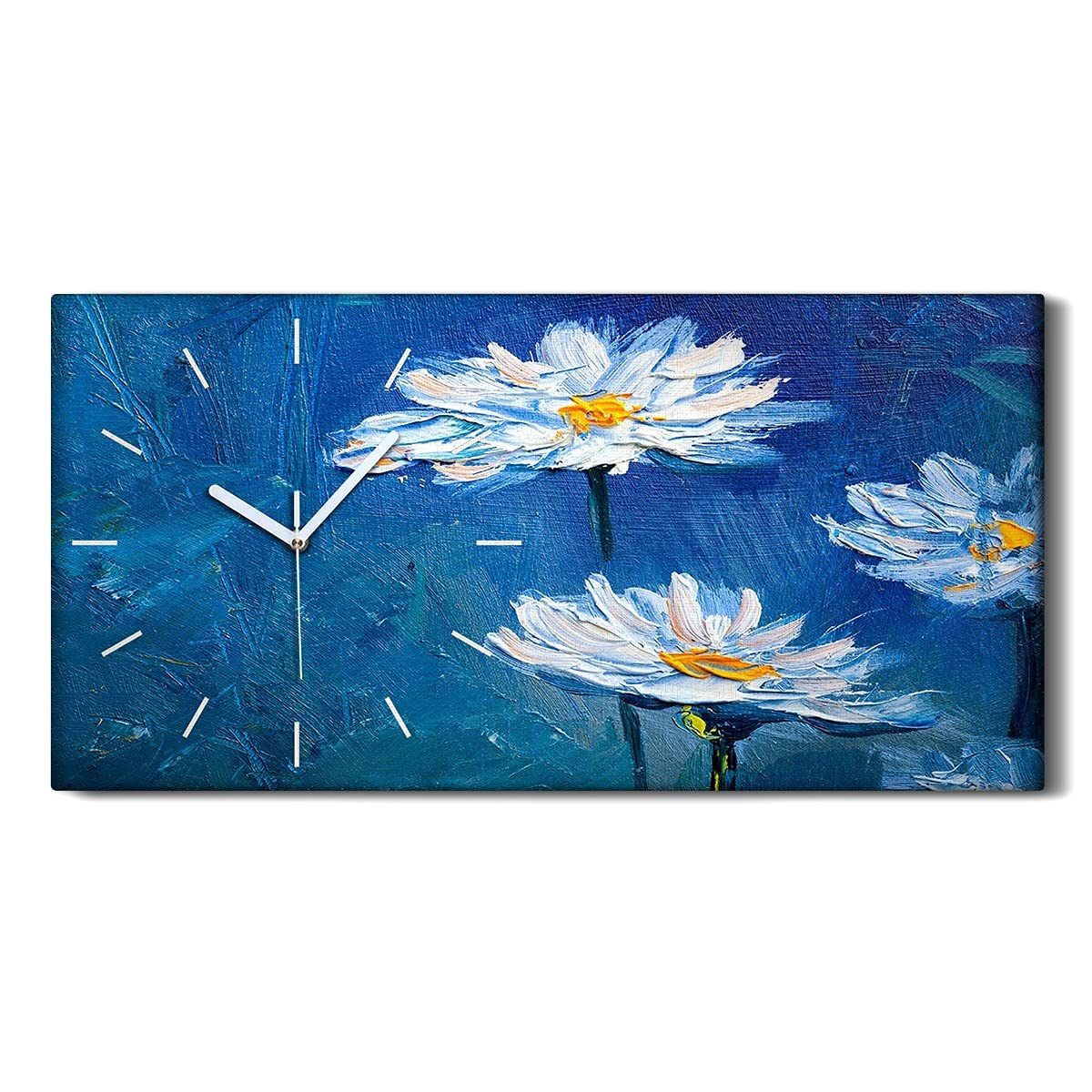Horloge sur Toile Art Mural Décoration Salon Chambre Moderne Fleurs Nature 60x30