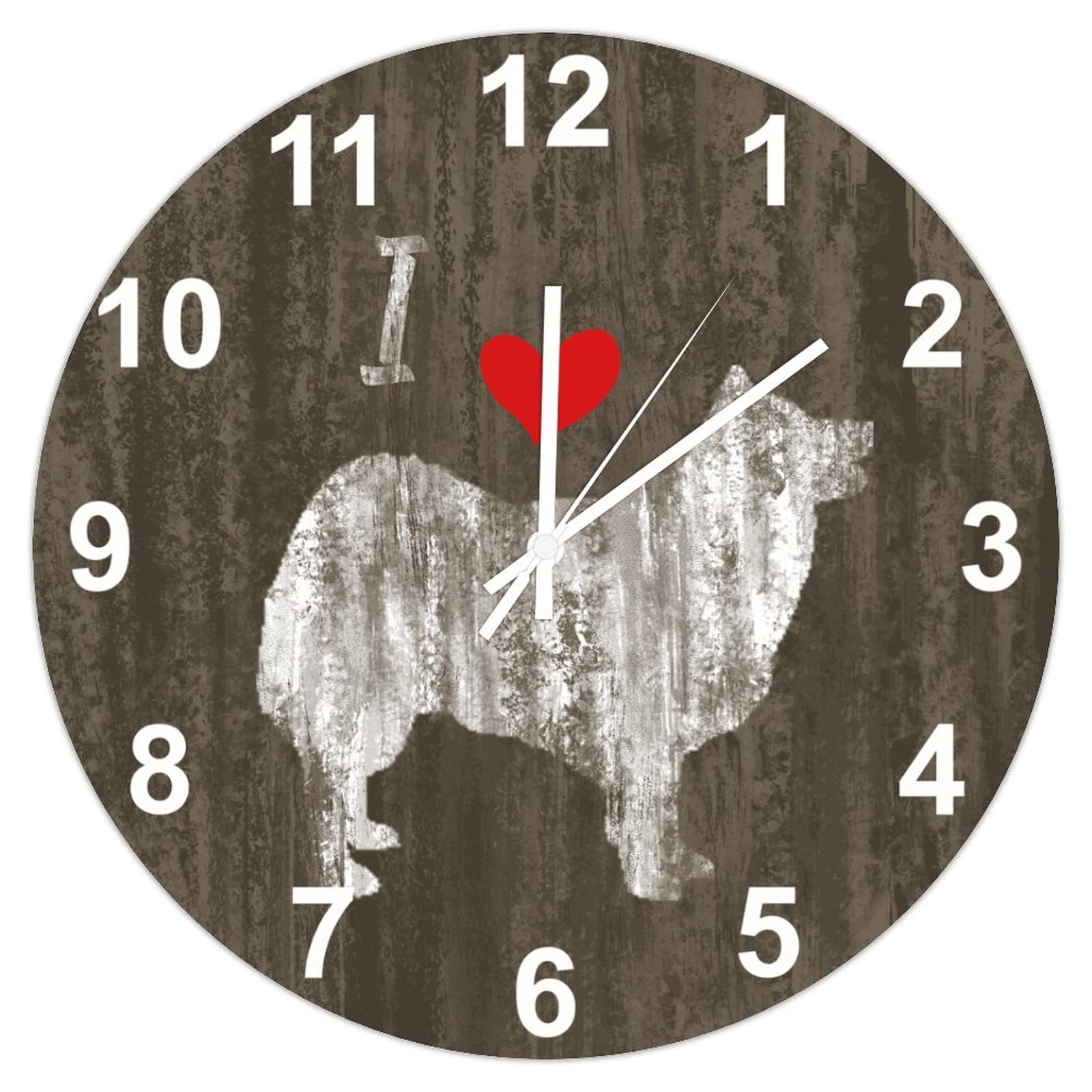 Horloge murale chien Berger Islandais pour salon style rétro