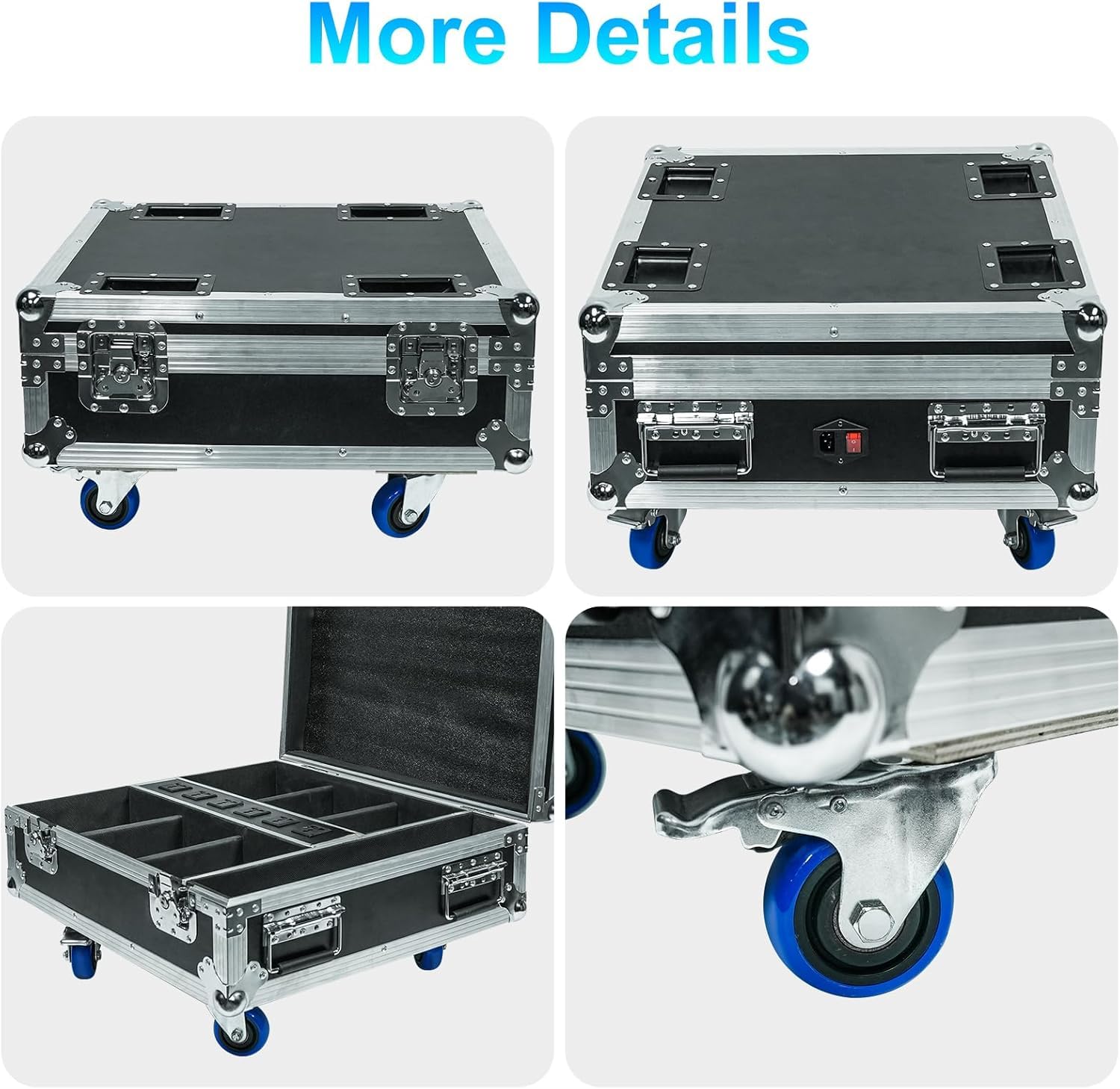 Proiettore PAR LED 108 W, 6 pezzi con flightcase RGBWA + UV, batteria ricaricabile 9600 mAh, telecomando/applicazione/WiFi/DMX, ideale per feste, DJ, Natale, bar, compleanni
