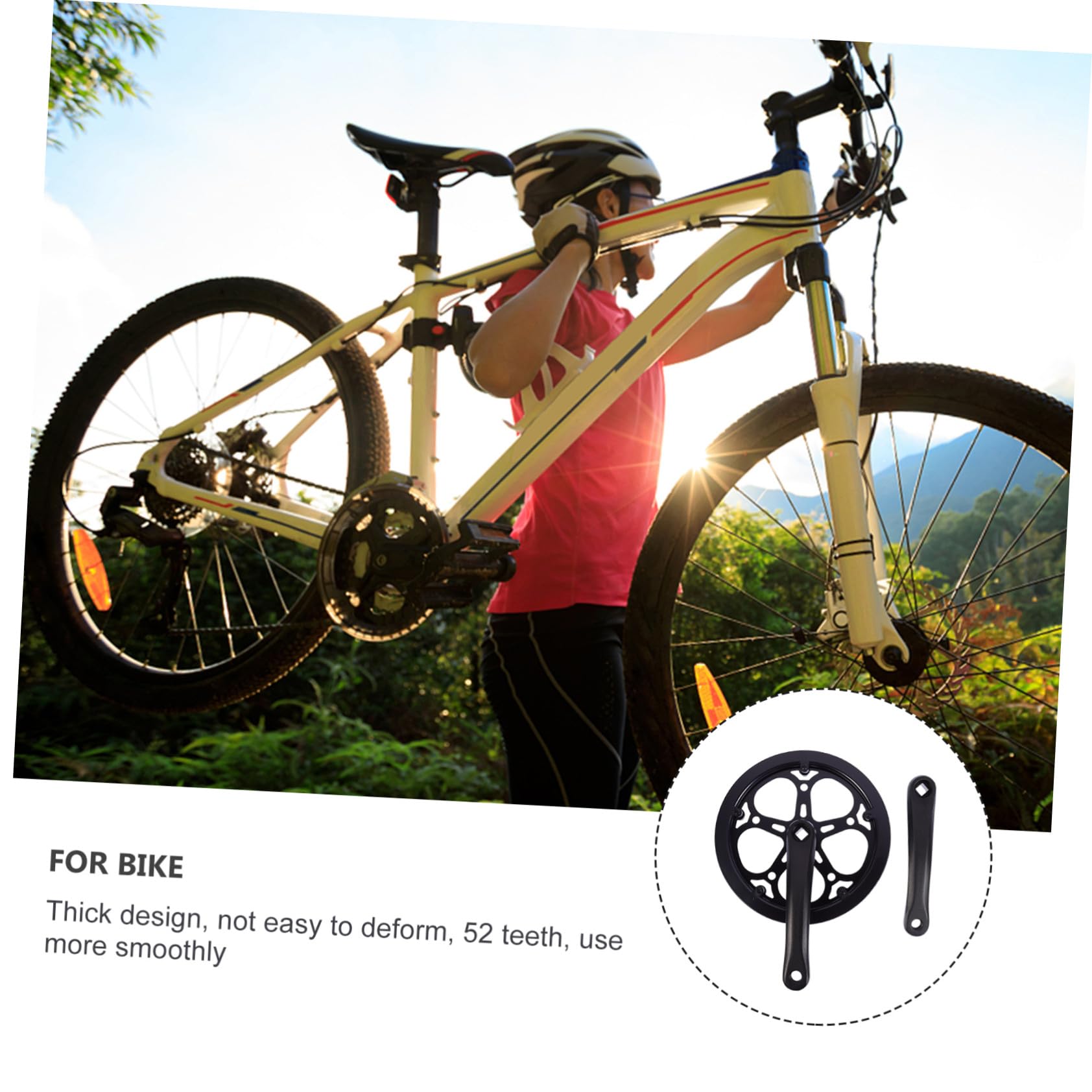 STOBAZA Guarnitura Singola Nero in Ferro per Bici Corona 52 Denti Facile da Installare, Lunghezza Pedivella 170mm, Accessorio di Ricambio per Biciclette