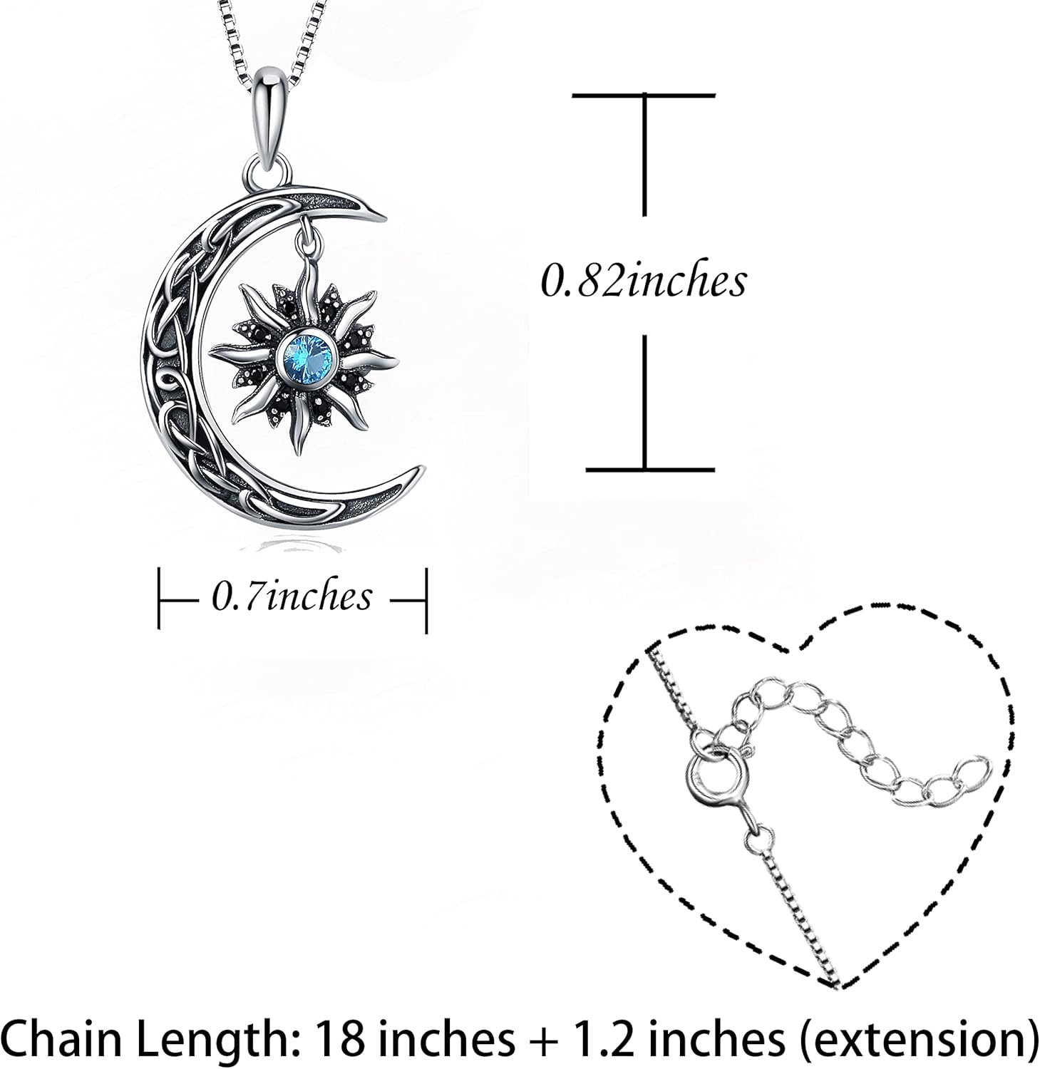 925 Sterling Silver New Beginnings Moonstone Pendant Necklace Moon Necklaces Jewelry for Women Birthday Mother’s Day Christmas Graduation Gifts for Women Mother Daughter - Image 2