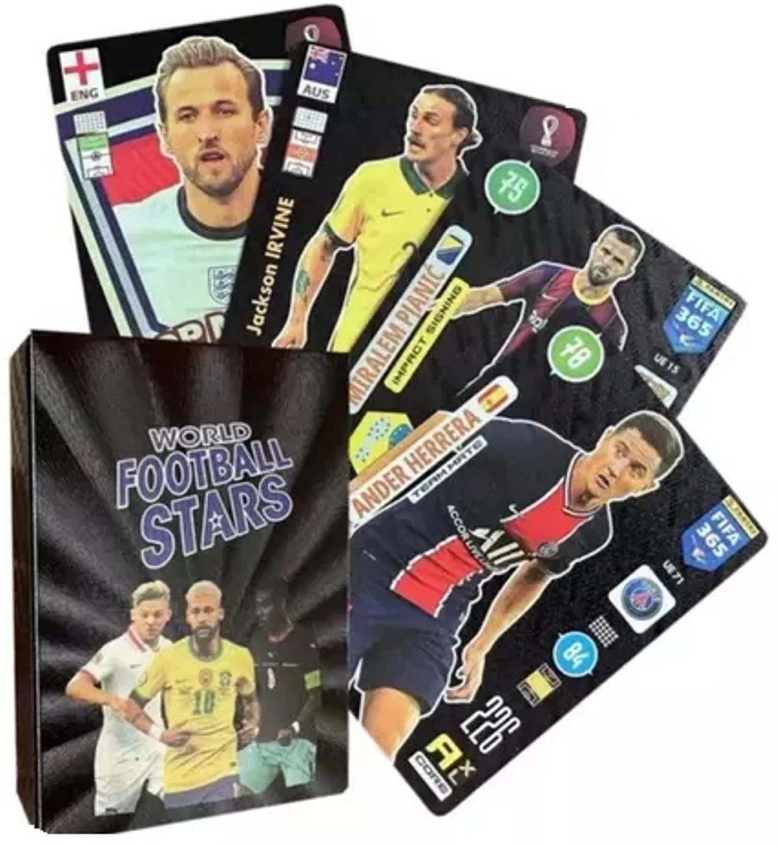 World Football Stars Trading Card Set, 55 Cards of The World's Greatest Soccer Stars Soccer Legends, Great Gift for Any Soccer Enthusiasts (Black)