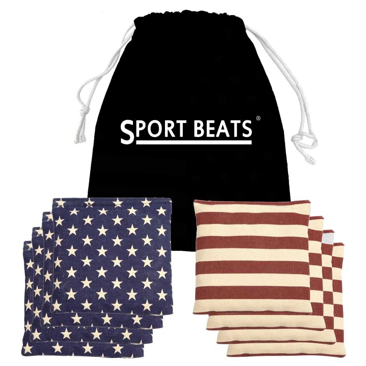 SPORT BEATS Cornhole Bags Set of 8 Regulation Weight & Size Includes Carry Case