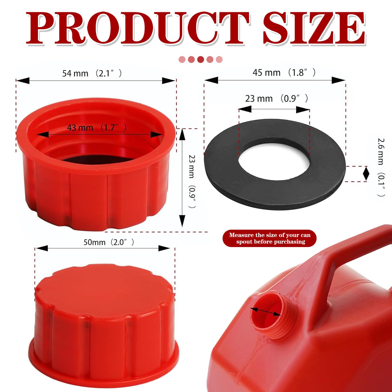 Bouchon De Bidon D'essence à Filetage Grossier - Rouge, Matériau PP Et Caoutchouc - Remplacement Pour Bidon 1 Gallon