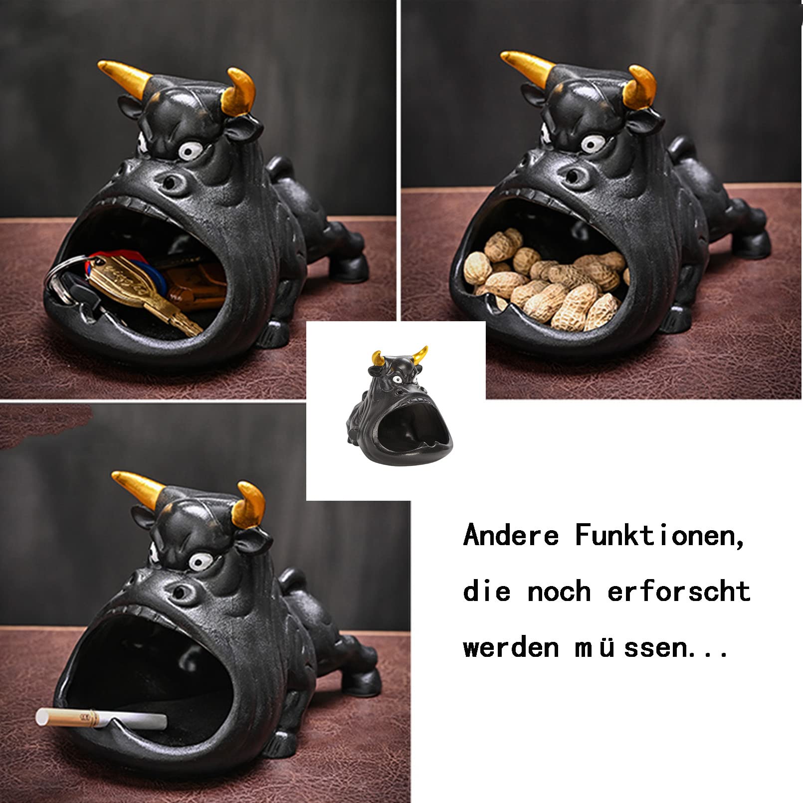 Cartoon Mini-Tisch-Mülleimer, Material Keramik, Multifunktionaler Mülleimer for das Home Office(Blu)