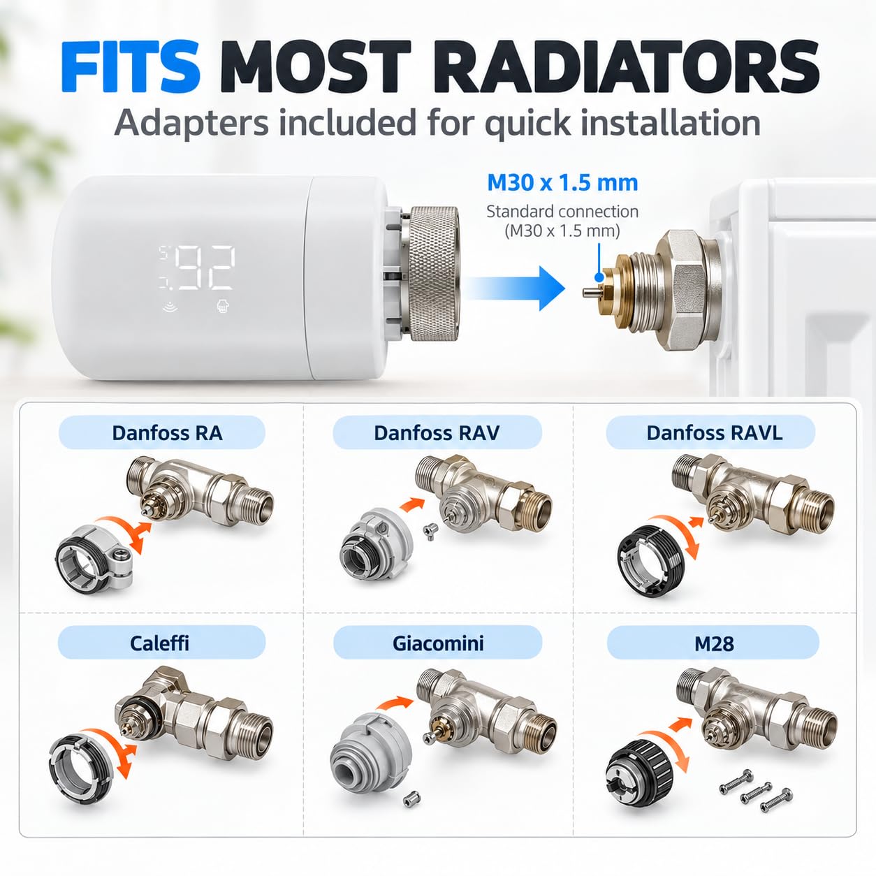 Valvola Termostatica Intelligente per Radiatore, Zigbee Tuya Alexa Google