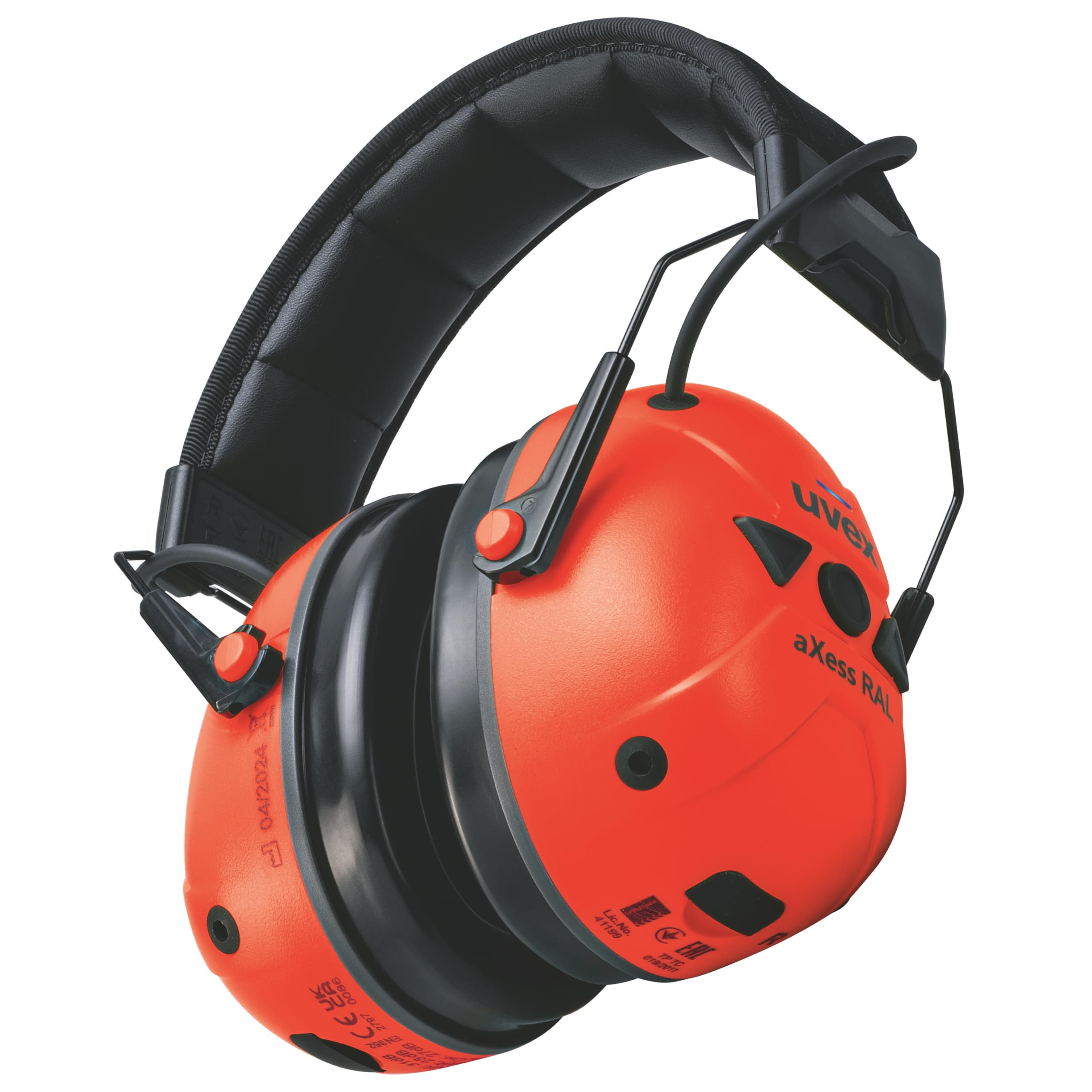 Uvex AXess RAL - Protección auditiva EN 352 - Cápsula de protección auditiva activa con refuerzo de ruido ambiental, limitador de nivel de sonido, SNR 31 dB e IP54, protección contra el agua y el