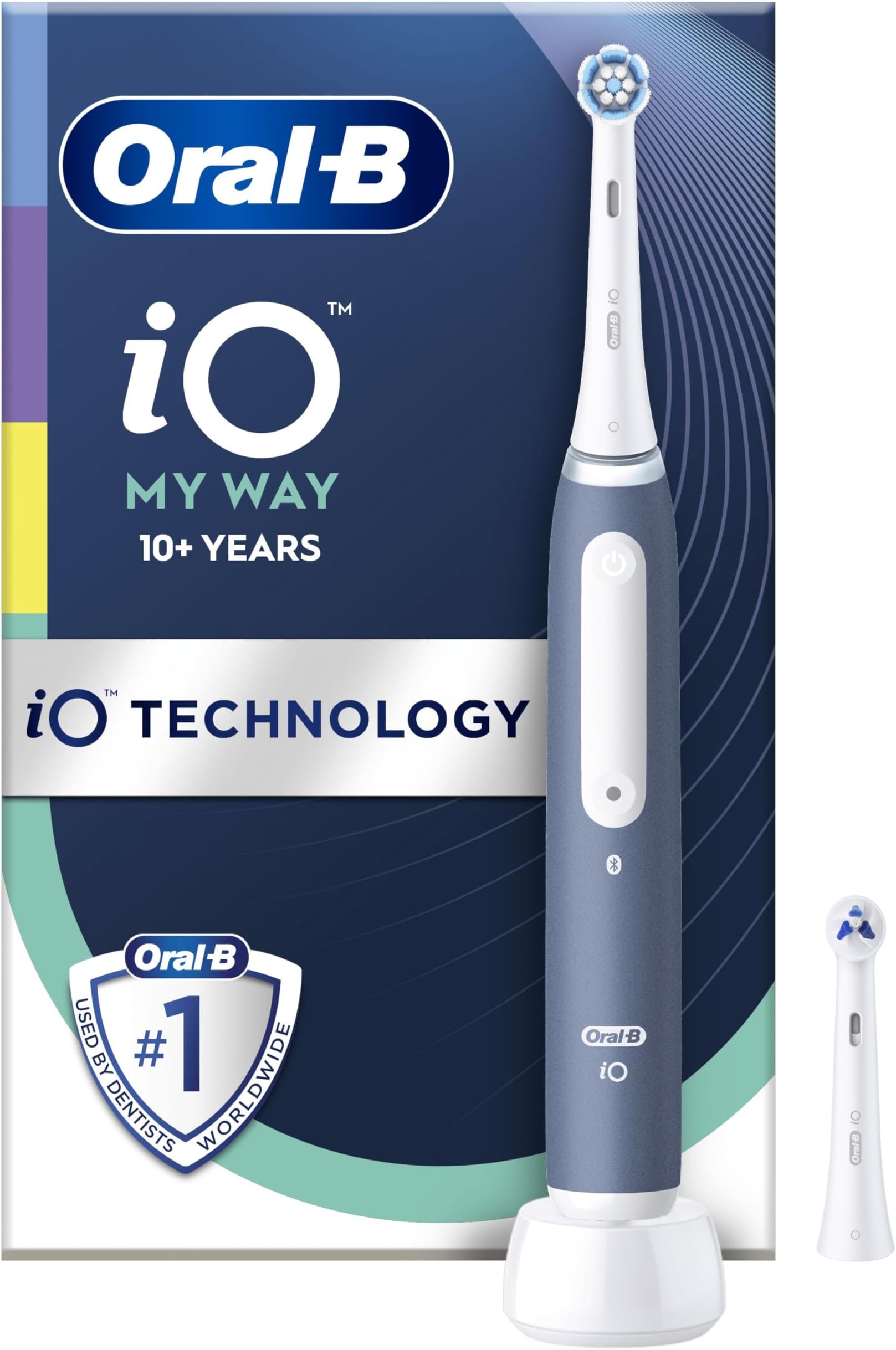 My Way Kids Electric Toothbrush, Christmas Gifts For Kids, 2 Toothbrush Heads, 4 Modes With Teeth Whitening, For Ages 10+, 2 Pin UK Plug, Grey