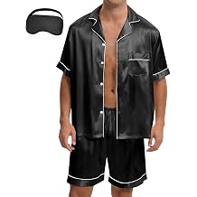 EPLAZA 2 Piece Silk Pajamas for Men Satin Pajama Button Down Pjs Set