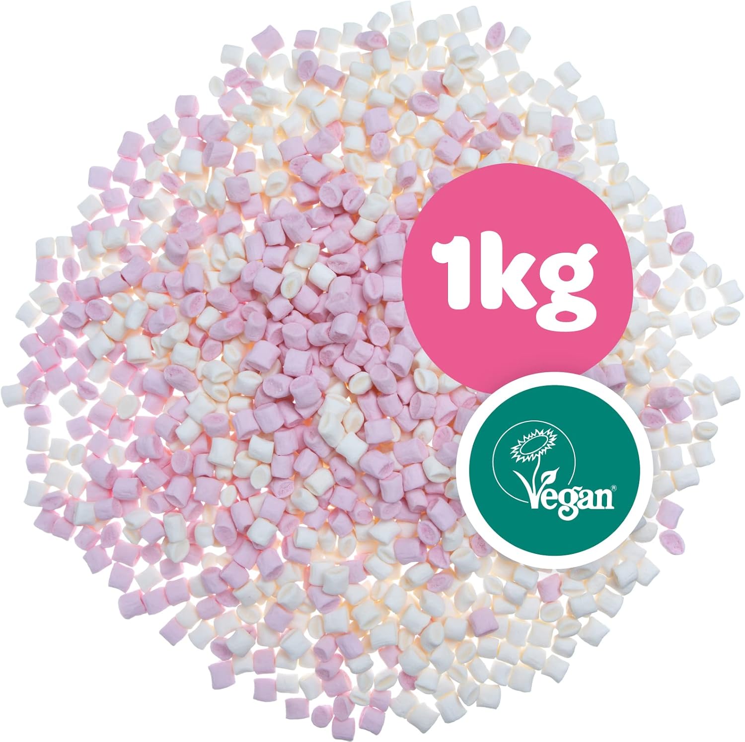 Freedom Vegan 1kg Bag Vanilla Mini Pink & White Mini Marshmallows